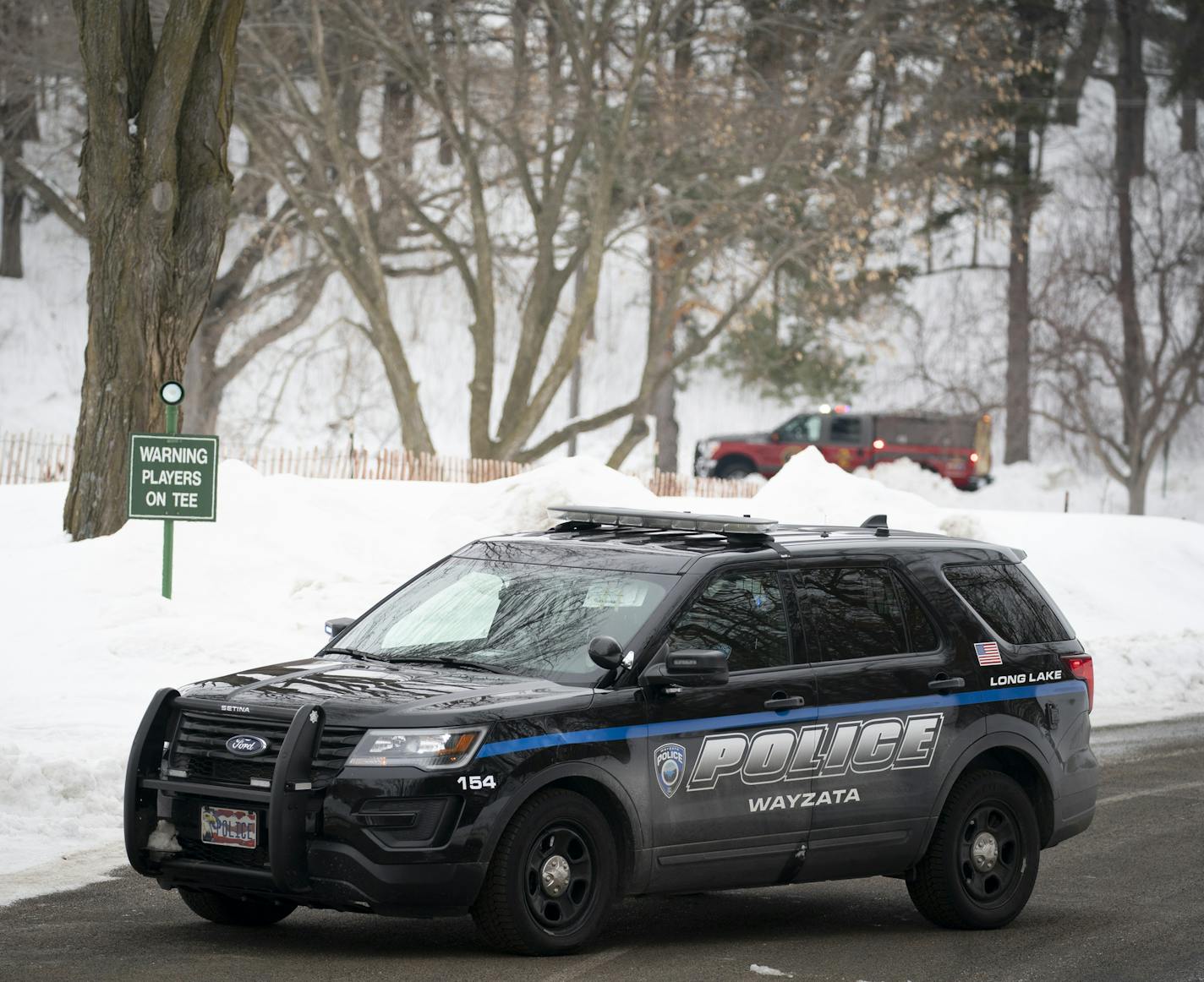 The seen off a fire at the Woodhill Country Club was blocked by fire and police in Wayzata, Minn., on Tuesday, March 12, 2019. ] RENEE JONES SCHNEIDER &#x2022; renee.jones@startribune.com