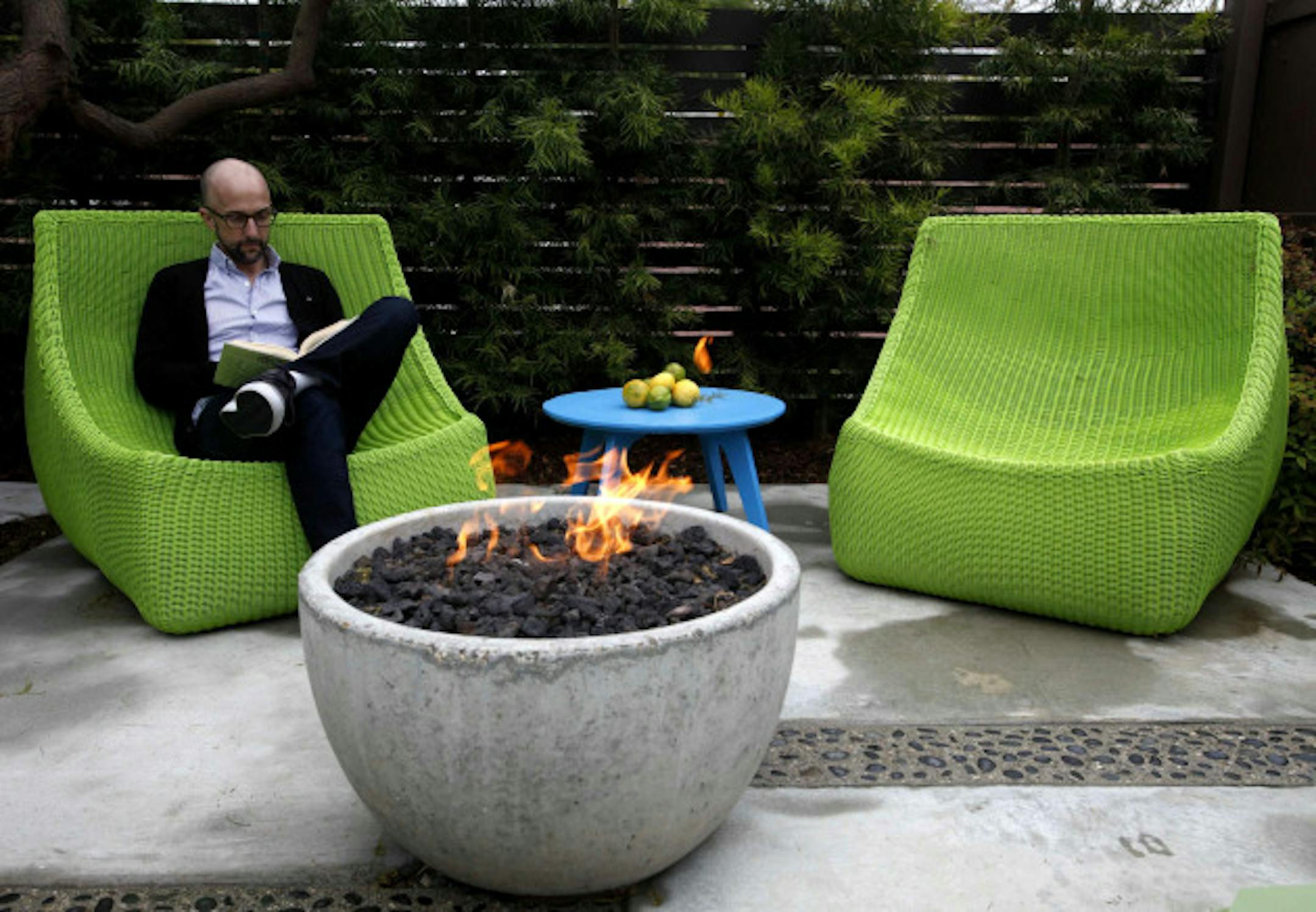 Recent Oscar-winner and actor Jim Rash, pictured March 13, 2012, in his back yard, recently redesigned his Westside home exterior and garden spaces to create more room for entertaining. (Francine Orr/Los Angeles Times/MCT)