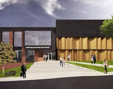 Macalester College is building a new theater and classroom building on the site of its previous theater.
