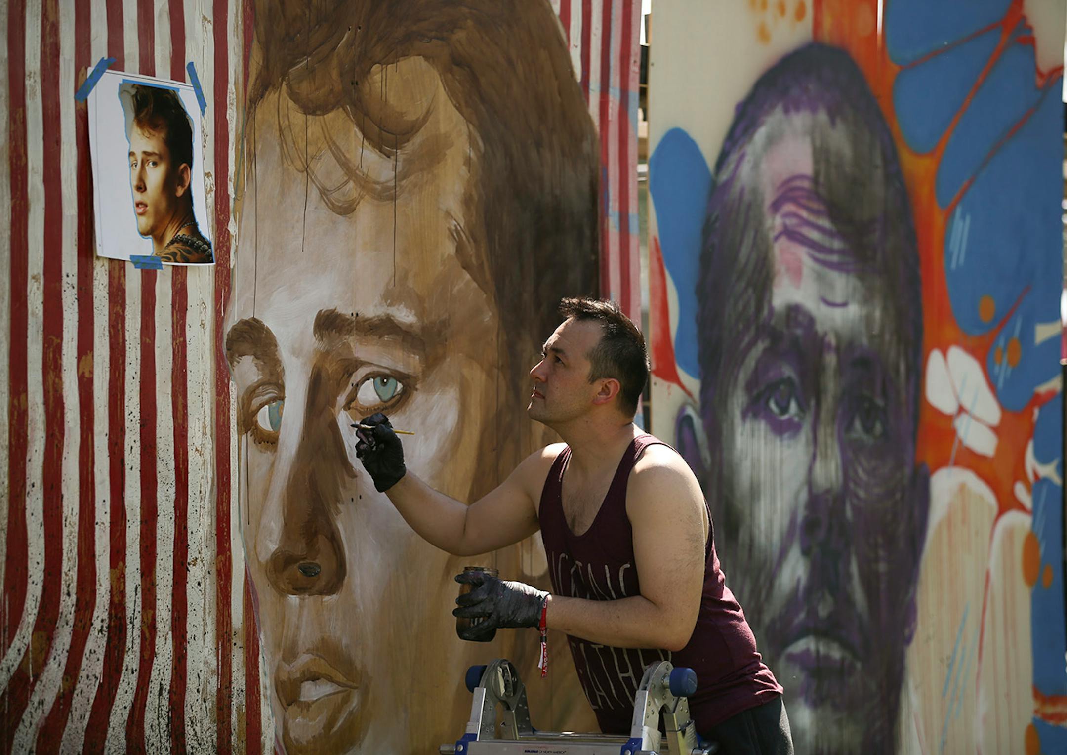 Wes Winship painted artists live as they performed Soundset 2016 on Sunday. He finished up Machine Gun Kelly during his set.
