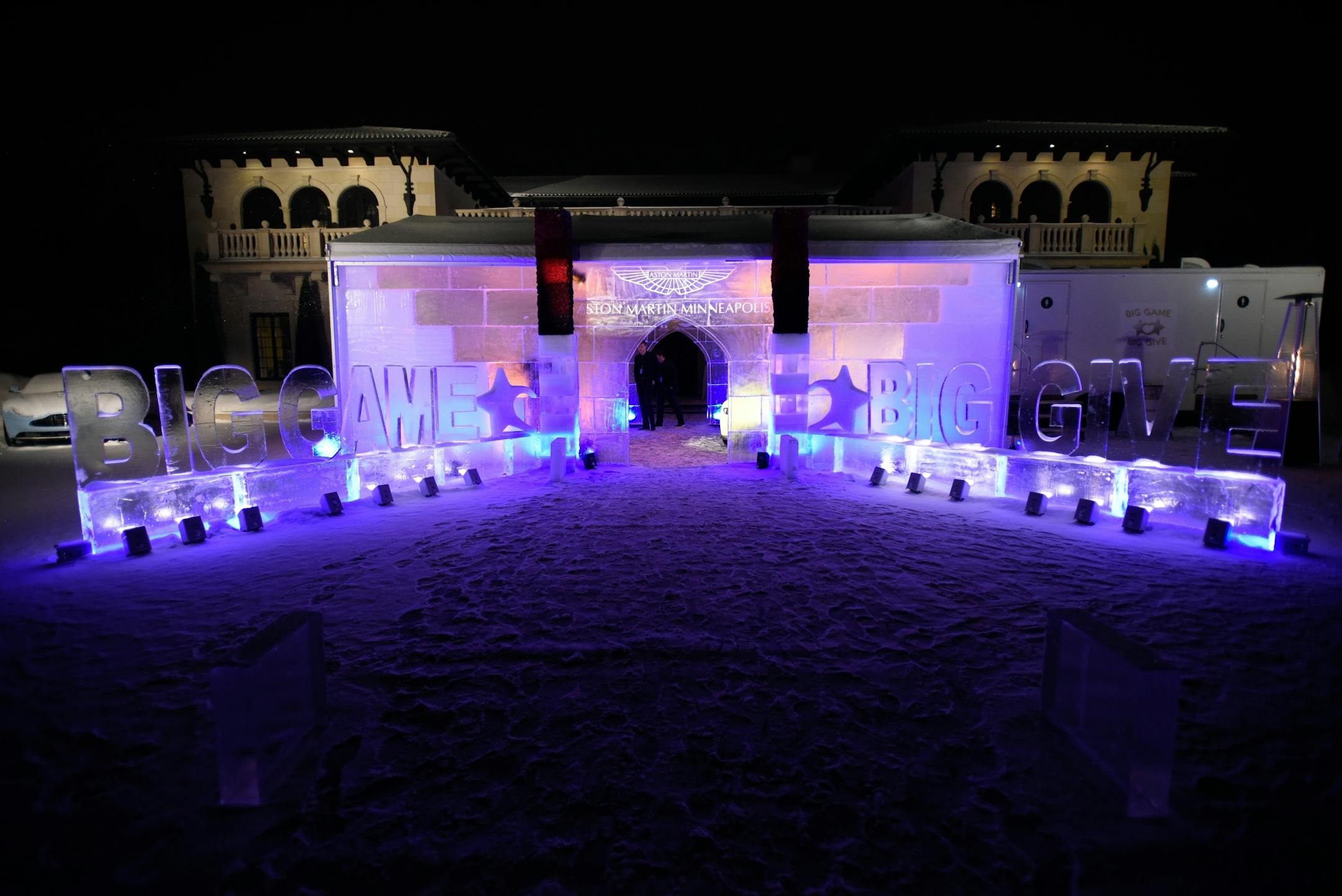 The entrance to Tom Wicka's mansion in Edina, the host home of the "Big Game Big Give" charity party Saturday night.