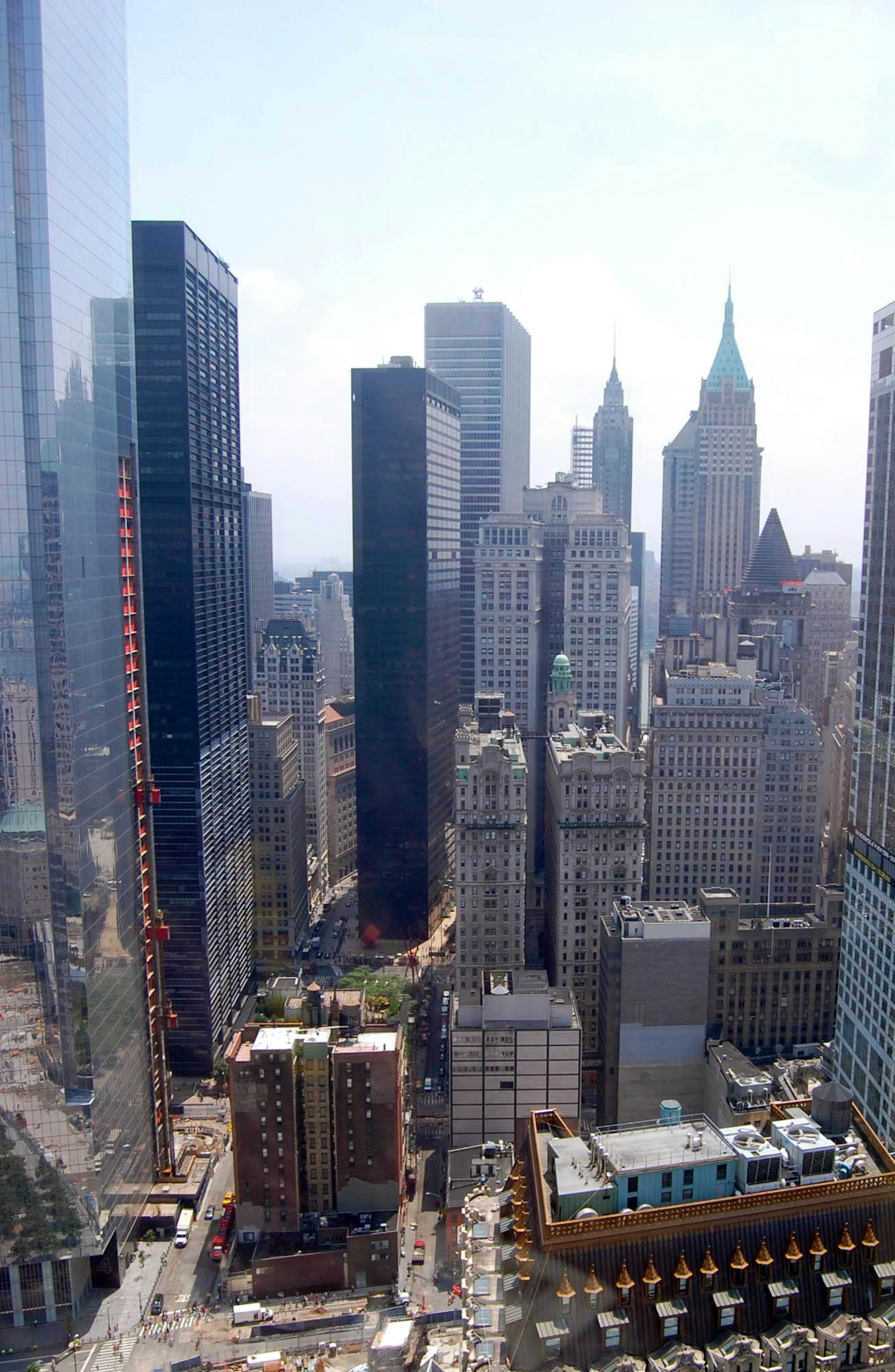 Offices on the 39th floor of One World Financial Center show skyscrapers packed shoulder to shoulder in New York City, in July of 2014.