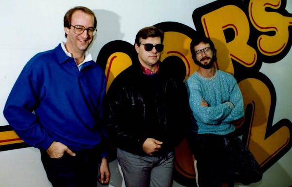 Tom Barnard, center, with morning show sidekicks Mark Rosen and Dan Culhane in 1987. "It was the perfect mix" of personalities, Rosen said of their ra
