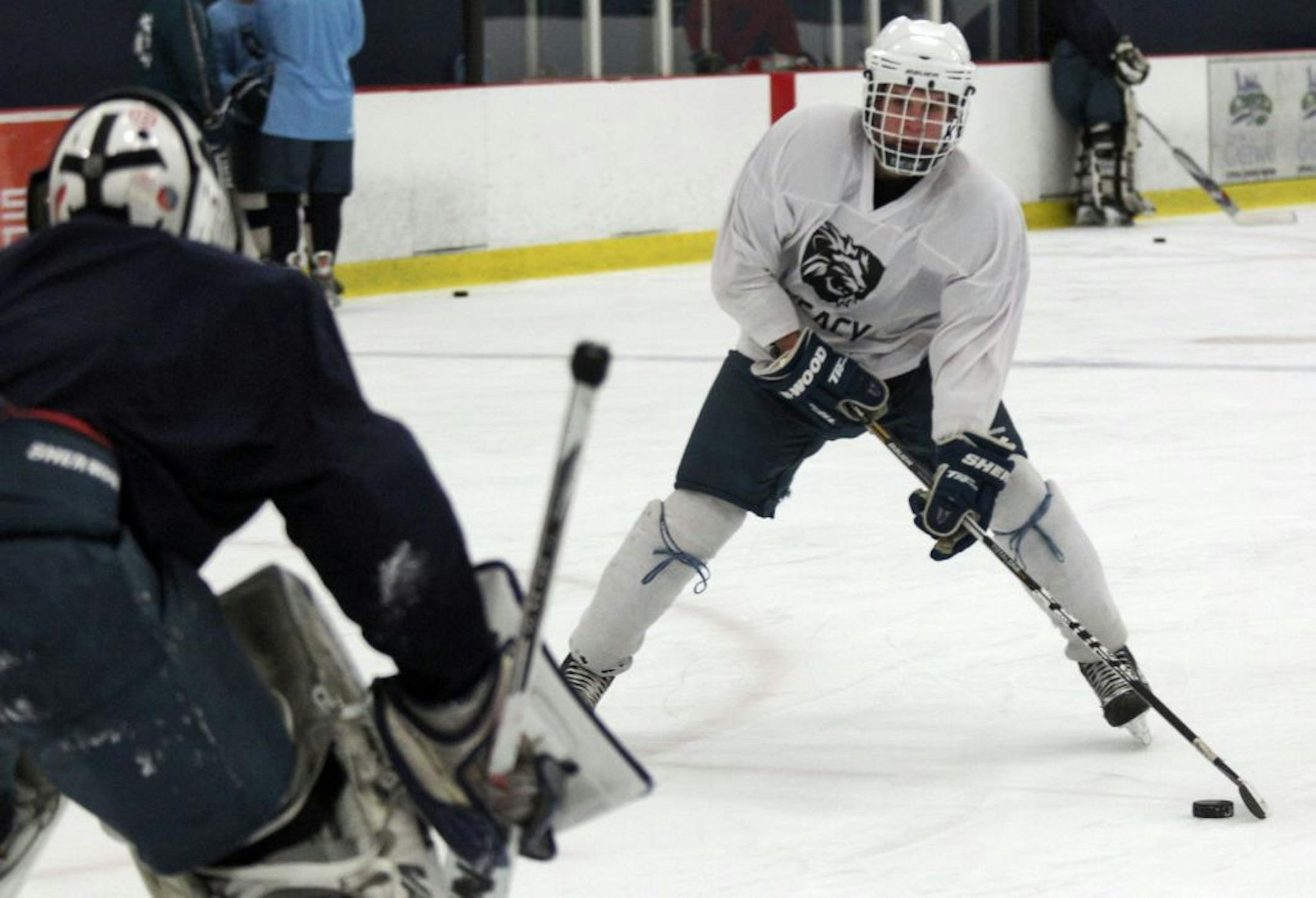 Senior Ike Larson, son of coach Steven Larson, is the second-leading scorer behind Brock Thompson for the much-improve Legacy Christian Academy boys' hockey team. Photo: MARLIN LEVISON • mlevison@startribune.com