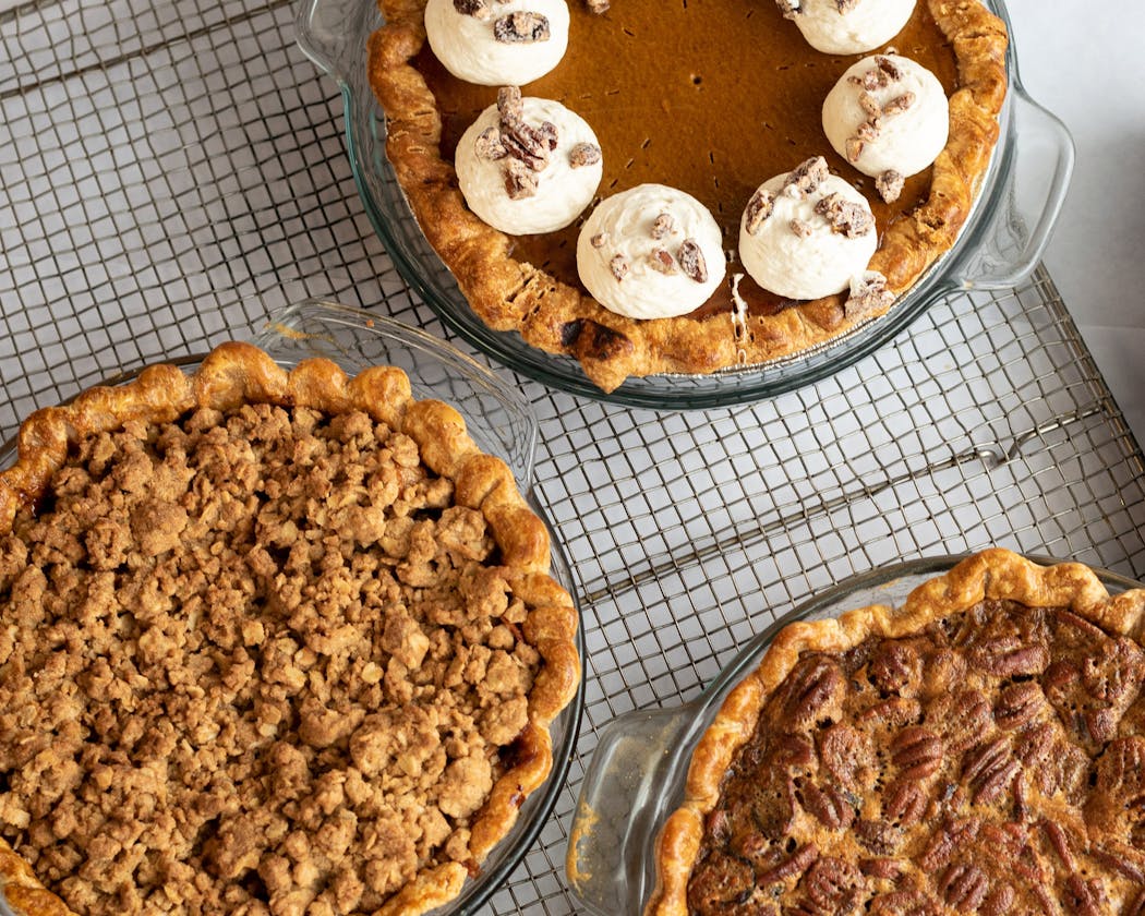 Pumpkin, apple and pecan pies from Honey and Rye.