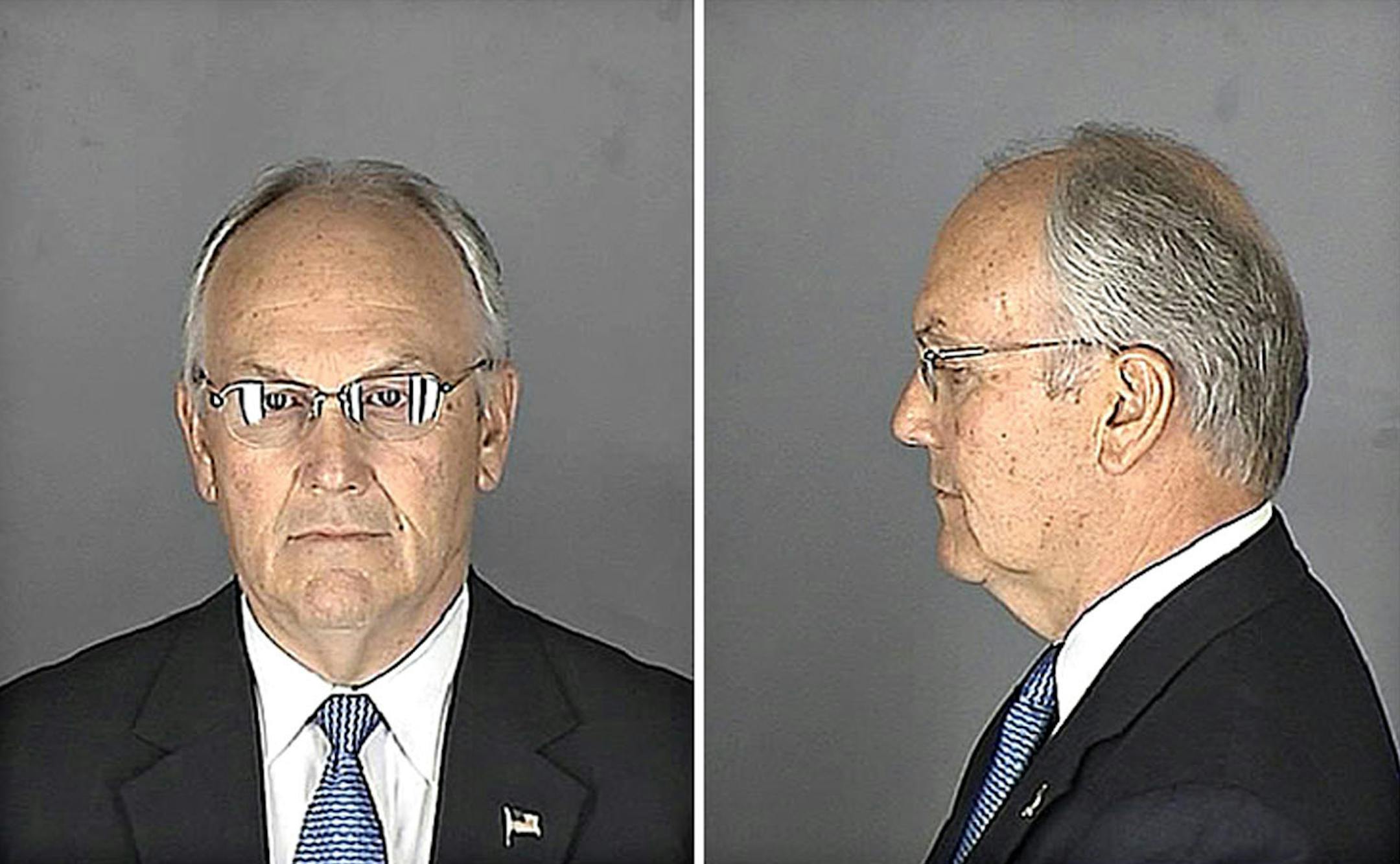 A police booking photo provided by airport police shows Sen. Larry Craig, R-Idaho, after he was arrested at the Minneapolis-St. Paul International Airport in late August 2007. In late August, Craig asked his family, friends and Idahoans for forgiveness after pleading guilty in his lewd conduct arrest at the Minneapolis airport.