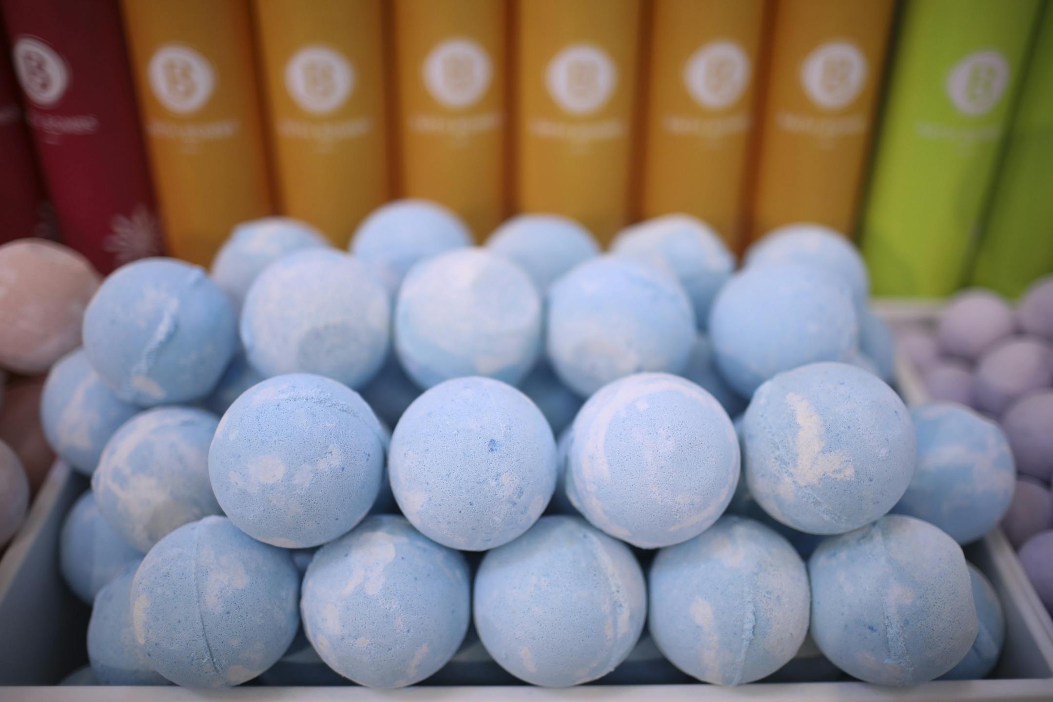 Bath bombs in the natural bath product area of the new Hy-Vee store in Cottage Grove.