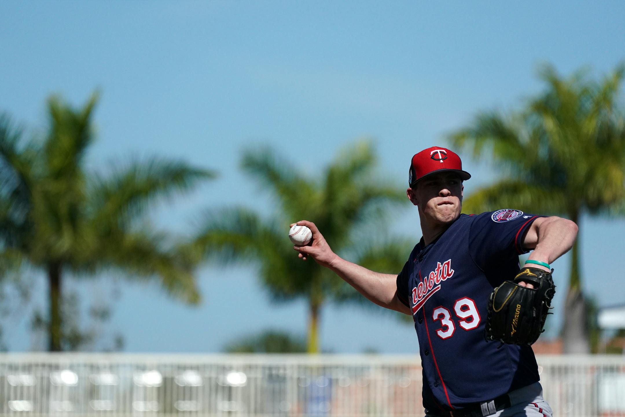 Twins pitcher Trevor Hildenberger worked out at Hammond Stadium on the first day of pitchers and catchers