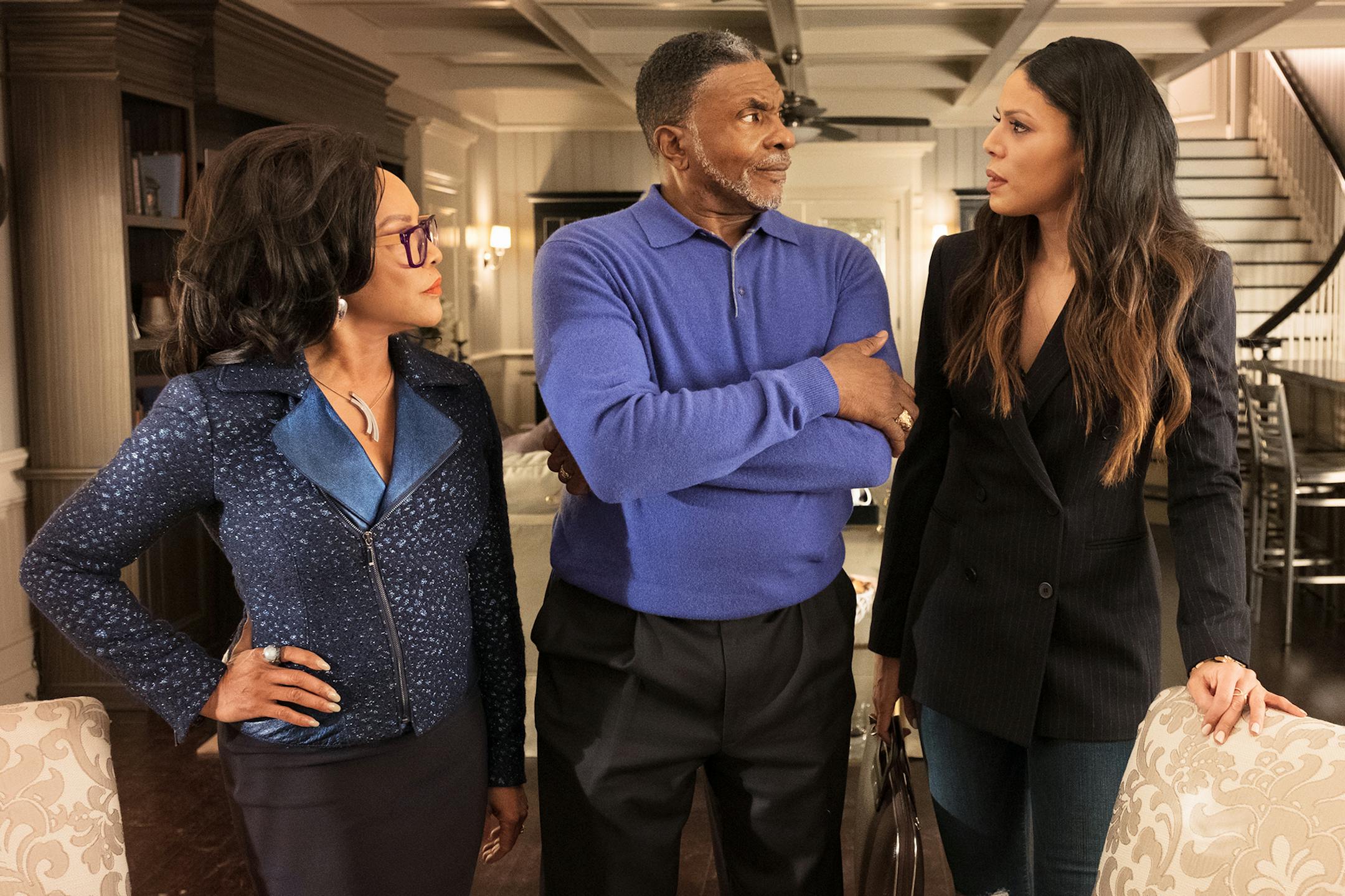 Lynn Whitfield ("Lady Mae"), Keith David ("Bishop Greenleaf"), and Merle Dandrige ("Grace Greenleaf") in "Greenleaf."
credit: Eli Ade, OWN ORG XMIT: DCL Photo Shoot
