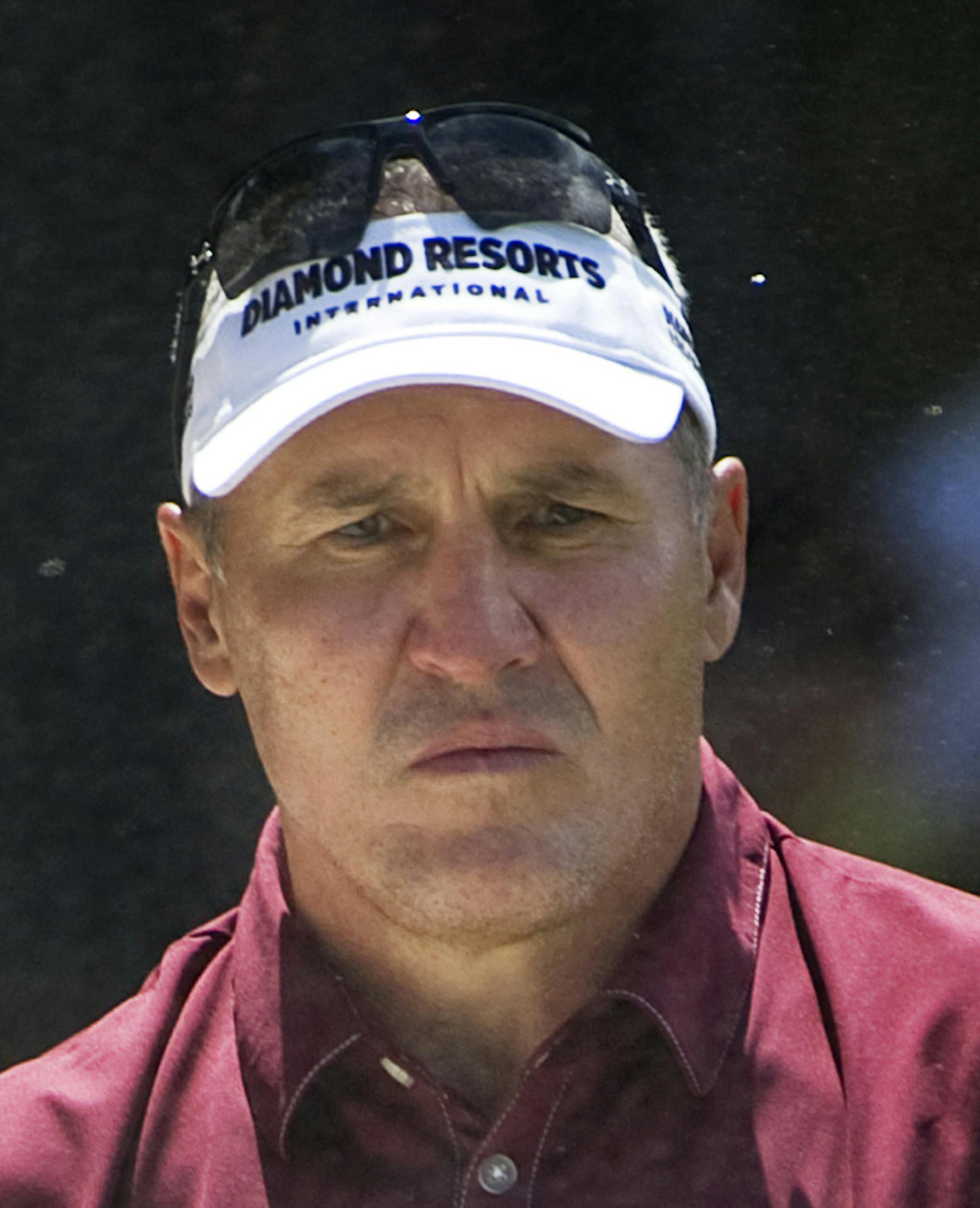 FILE - This is a July 20, 2014, file photo, former Super Bowl hero Mark Rypien plays in the American Century Championship golf tournament in Stateline, Nev. Rypien has been arrested in Washington state on suspicion of domestic violence. The Spokesman-Review cites Spokane police saying Rypien was facing a charge of fourth-degree assault. Rypien, 56, was processed at the Spokane County Jail at around 6:30 p.m. Sunday night, and awaits his first appearance Monday, July 1, 2019. (Hilary Swift/The Re