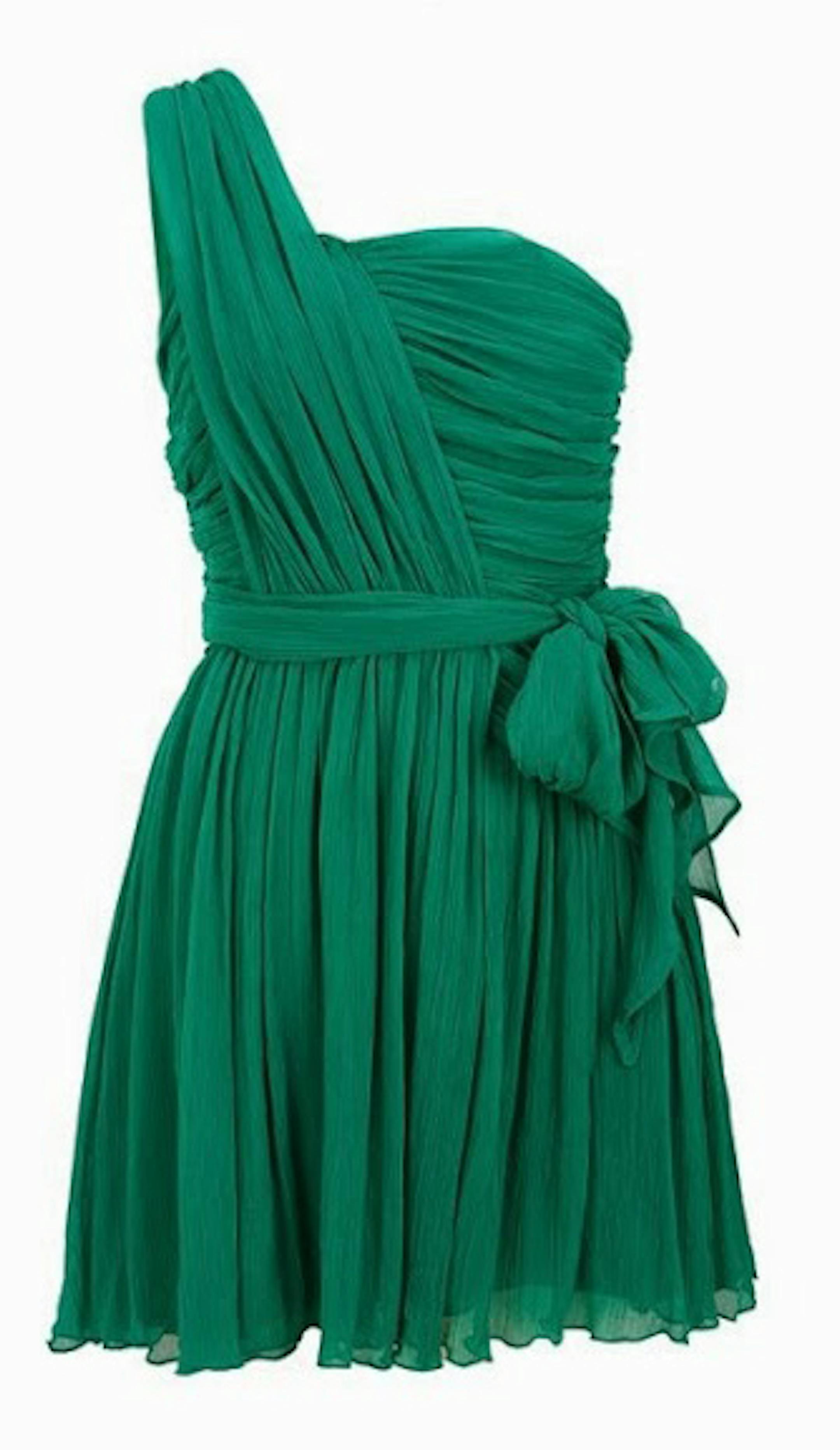 Green one-shoulder chiffon dress, Kate Moss for Topshop