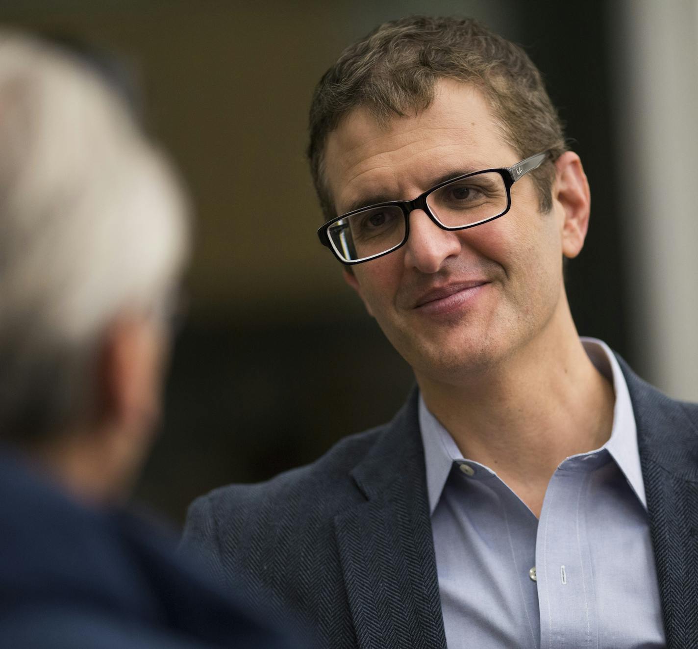 Since he took over as new leader of the Guthrie in July, Joe Haj has been introducing himself to patrons across the Twin Cities and the state. At Carleton College in Northfield, Minn., on Tuesday, November 3, 2015, Haj spoke to a crowd and answered questions. ] RENEE JONES SCHNEIDER &#xef; reneejones@startribune.com