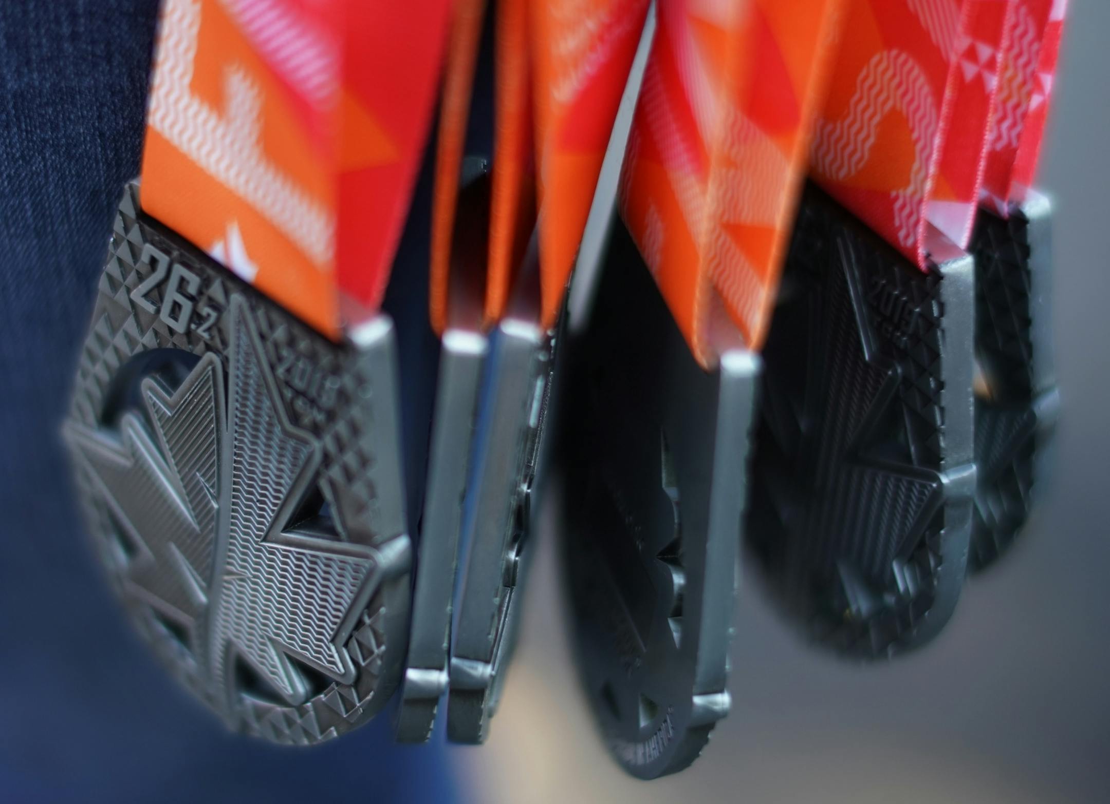 The finishing medals for the Twin Cities Marathon awaited the runners.
