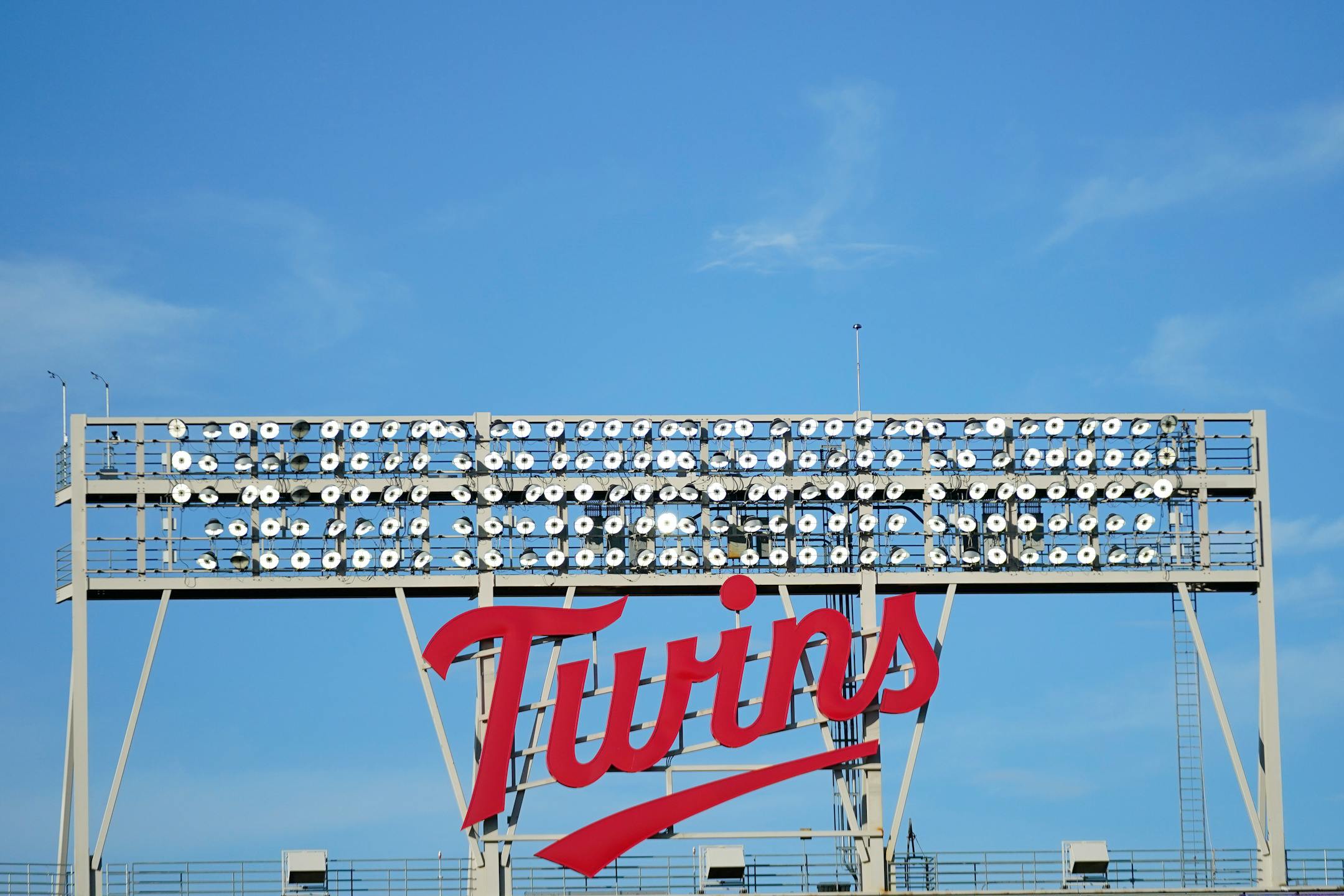 Signage at Target Field is viewed during a game between the Minnesota Twins and Cleveland Guardians, Thursday, June 1, 2023, in Minneapolis. (AP Photo/Abbie Parr)