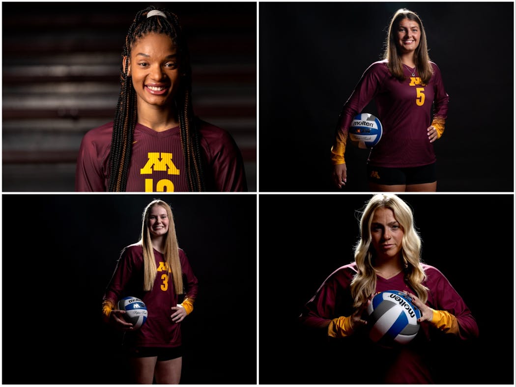 The Gophers posed for portraits at media day earlier this month. Clockwise from top left: Taylor Landfair, Melani Shaffmaster, Kylie Murr, Mckenna Wucherer.