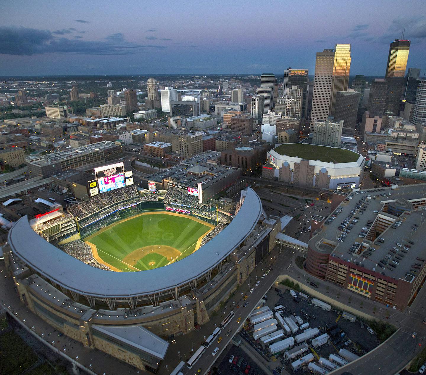 The 2014 Major League Baseball All-Star Game took place before a capacity crowd at Target Field, in the shadow of the Minneapolis skyline Tuesday, July 15, 2014.