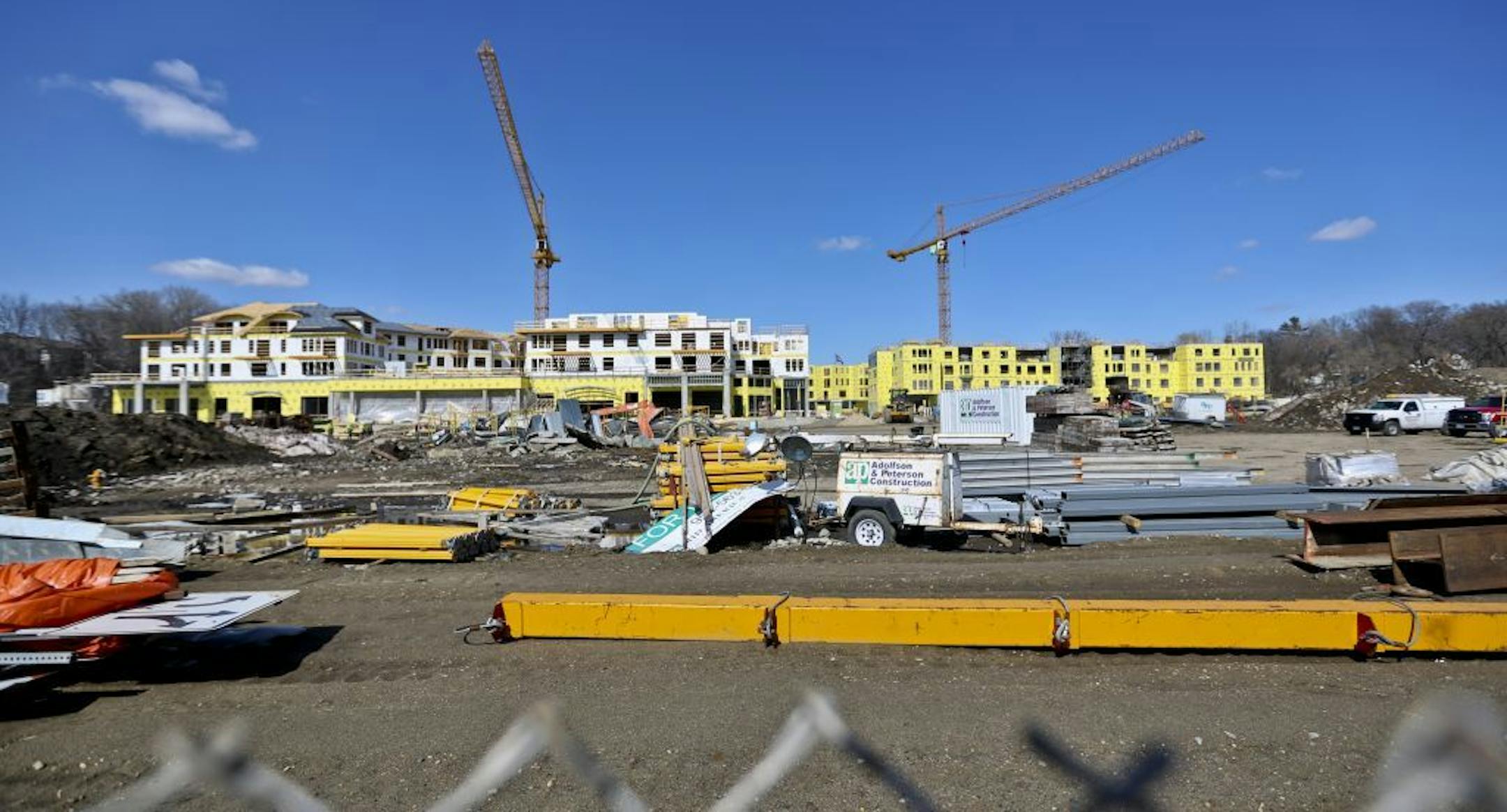 Construction of The Promenade of Wayzata, a mixed-use senior/condo ad retail complex, continued on Tuesday, April 2, 2013 in Wayzata, Minn. The complex takes up a large block of downtown Wayzata.