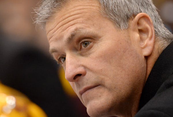 Minnesota Golden Gophers head coach Don Lucia watched the game during the third period. ] (AARON LAVINSKY/STAR TRIBUNE) aaron.lavinsky@startribune.com