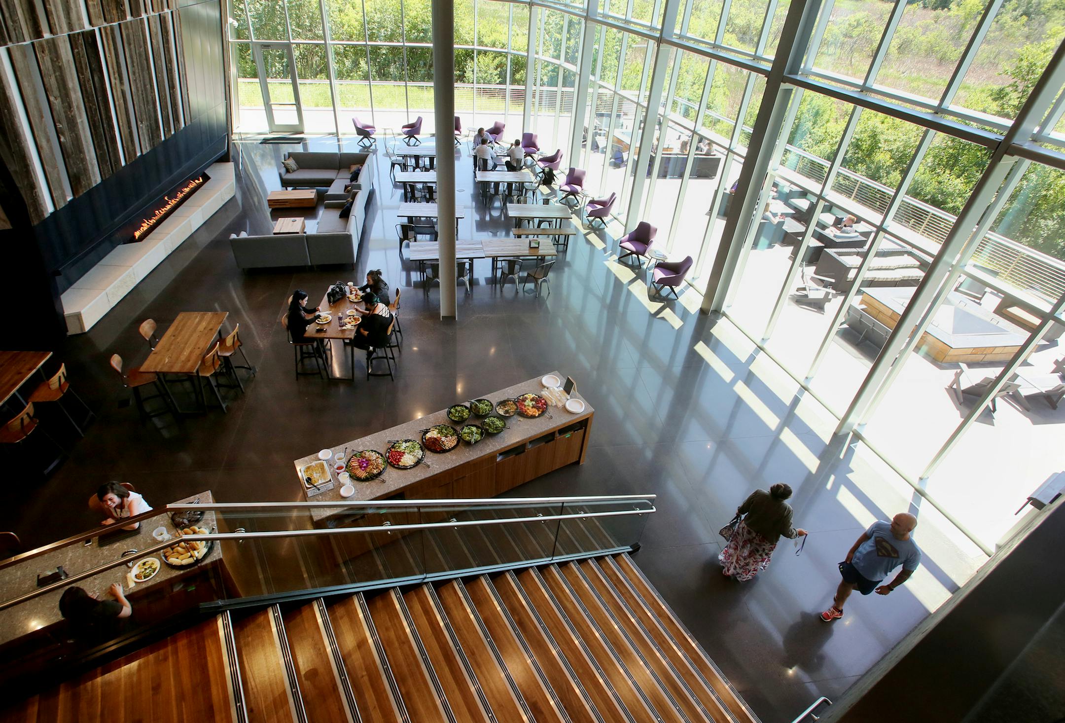 Self Esteem is the new brand for Anytime Fitness and it's employees consider it a top work place and the dining area and an outdoor seating were seen Tuesday, June 6, 2017, at the Self Esteem headquarters in Woodbury, MN.] DAVID JOLES ï david.joles@startribune.com Self Esteem is the new brand for Anytime Fitness and it's employees consider it a top work place
