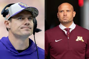 Kevin O’Connell, left, and P.J. Fleck have coached their teams to many wins in Minnesota, but they did not have their best weekends.
