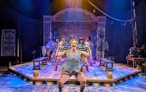 Em Adam Rosenberg, front and center, plays Nellie King in a new musical at the History Theatre about the creative 19th-century con woman and antihero.