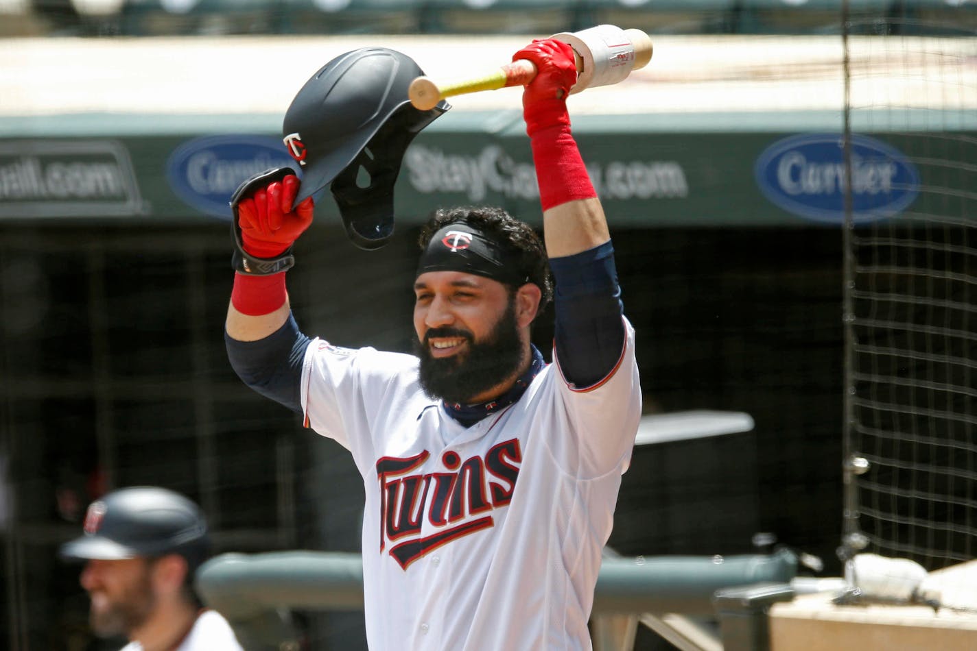 Twins right fielder Marwin Gonzalez waits to bat during a summer camp intrasquad game earlier this month