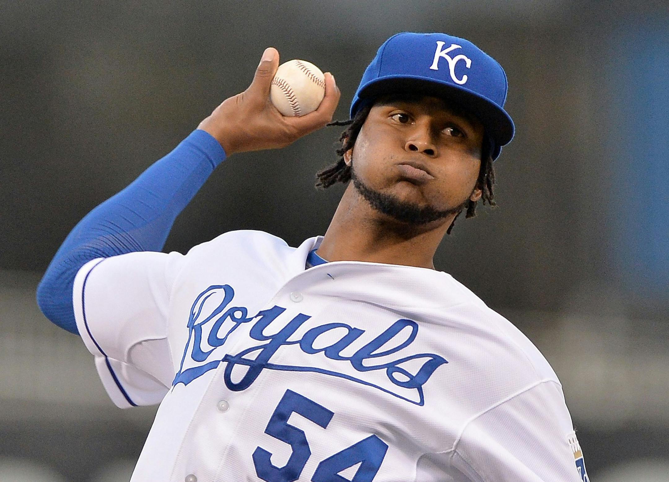 Kansas City Royals starter Ervin Santana (54) pitches during Wednesday's baseball game against the Seattle Mariners on September 4, 2013, at Kauffman Stadium in Kansas City, Missouri. (John Sleezer/Kansas City Star/MCT) ORG XMIT: 1142854 ORG XMIT: MIN1309042104380983