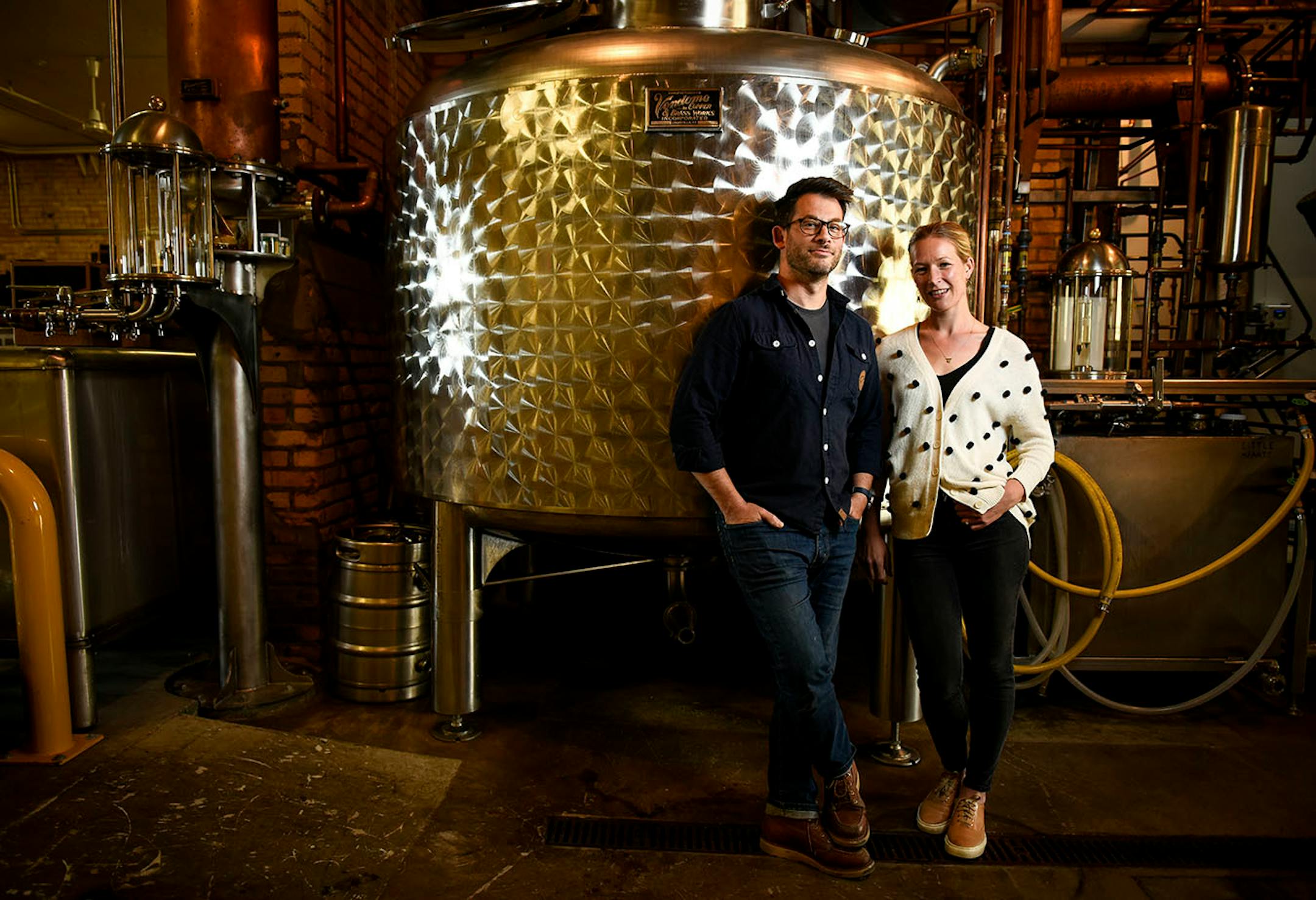 Vikre Distillery co-owners Emily and Joel Vikre Wednesday.