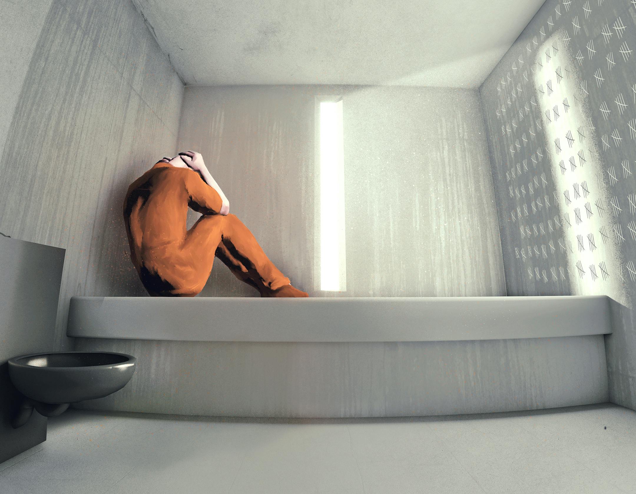 Illustration by Clay Rodery for the Star Tribune. For our SOLITARY series, entited Way Down In The Hole, published December 4, 2016