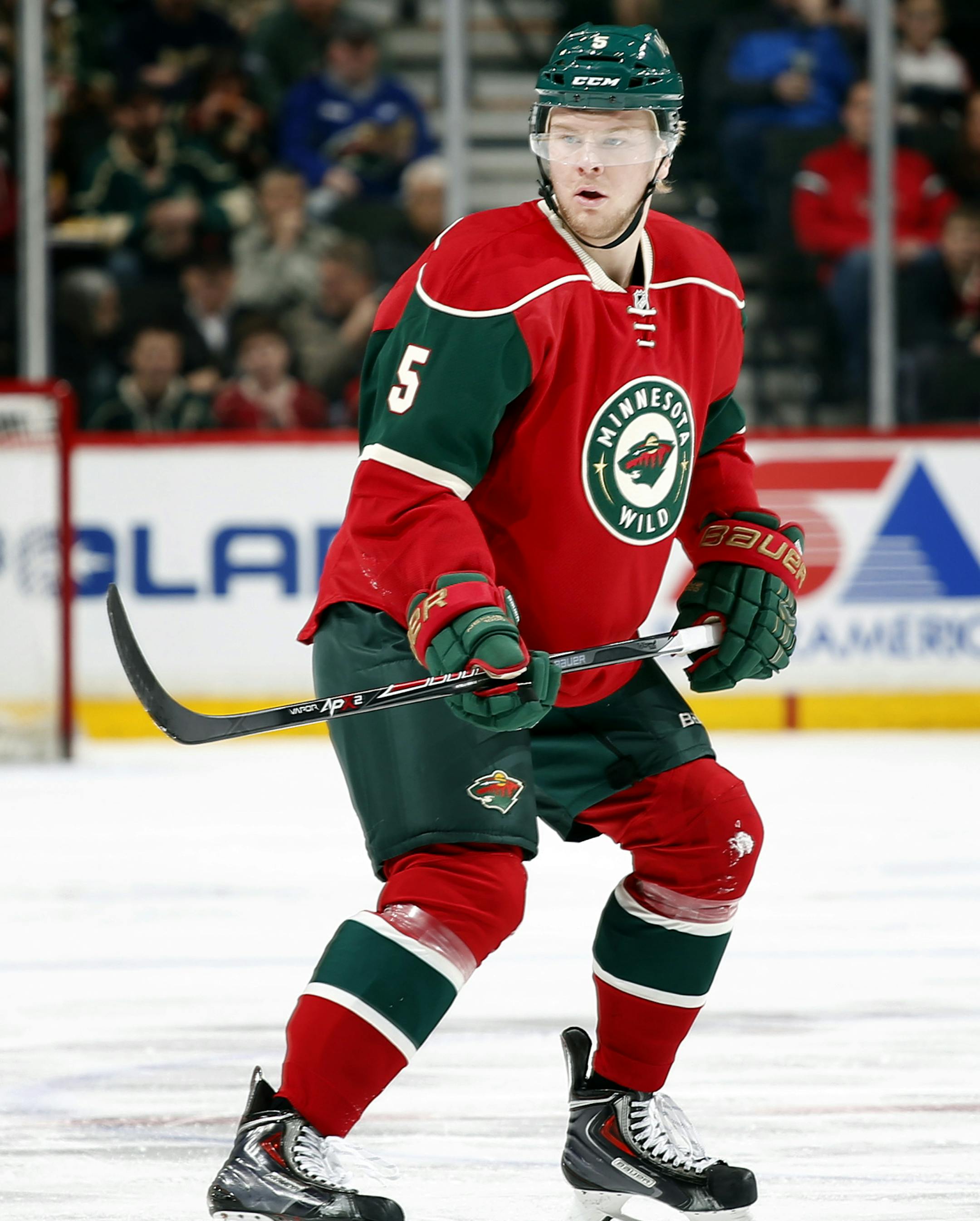 Minnesota Wild Christian Folin (5). ] CARLOS GONZALEZ cgonzalez@startribune.com - April 10, 2014, St. Paul, Minn., Xcel Energy Center, NHL, Minnesota Wild vs. St. Louis Blues