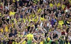 Norwich City's Kenny McLean celebrates scoring his side's first goal of the game during the English Premier League soccer match on Sept. 14 between No