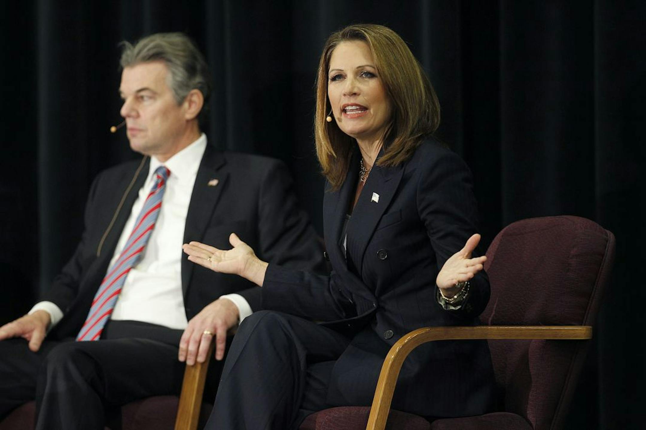Michele Bachmann and Jim Graves debated at the River�s Edge Convention Center in St. Cloud, MN, Tuesday, October 30, 2012. It is the only one of three that will be held in the Sixth Congressional District. (ELIZABETH FLORES/STAR TRIBUNE) ELIZABETH FLORES � eflores@startribune.com