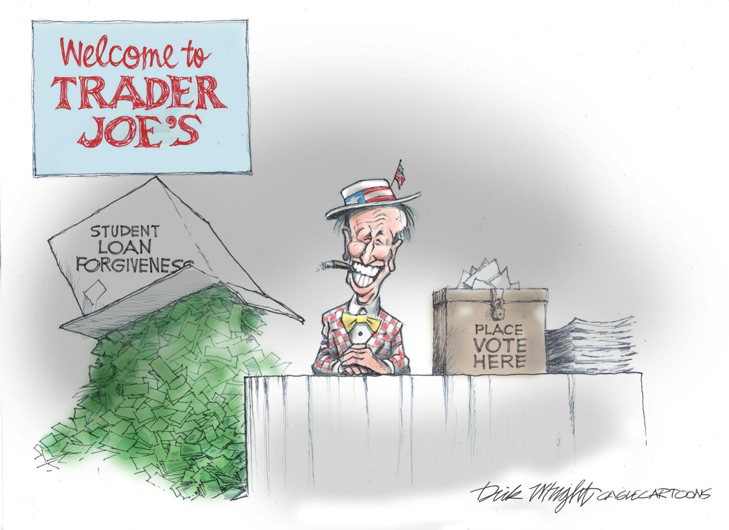 Editorial cartoon: Dick Wright on student loan forgiveness
