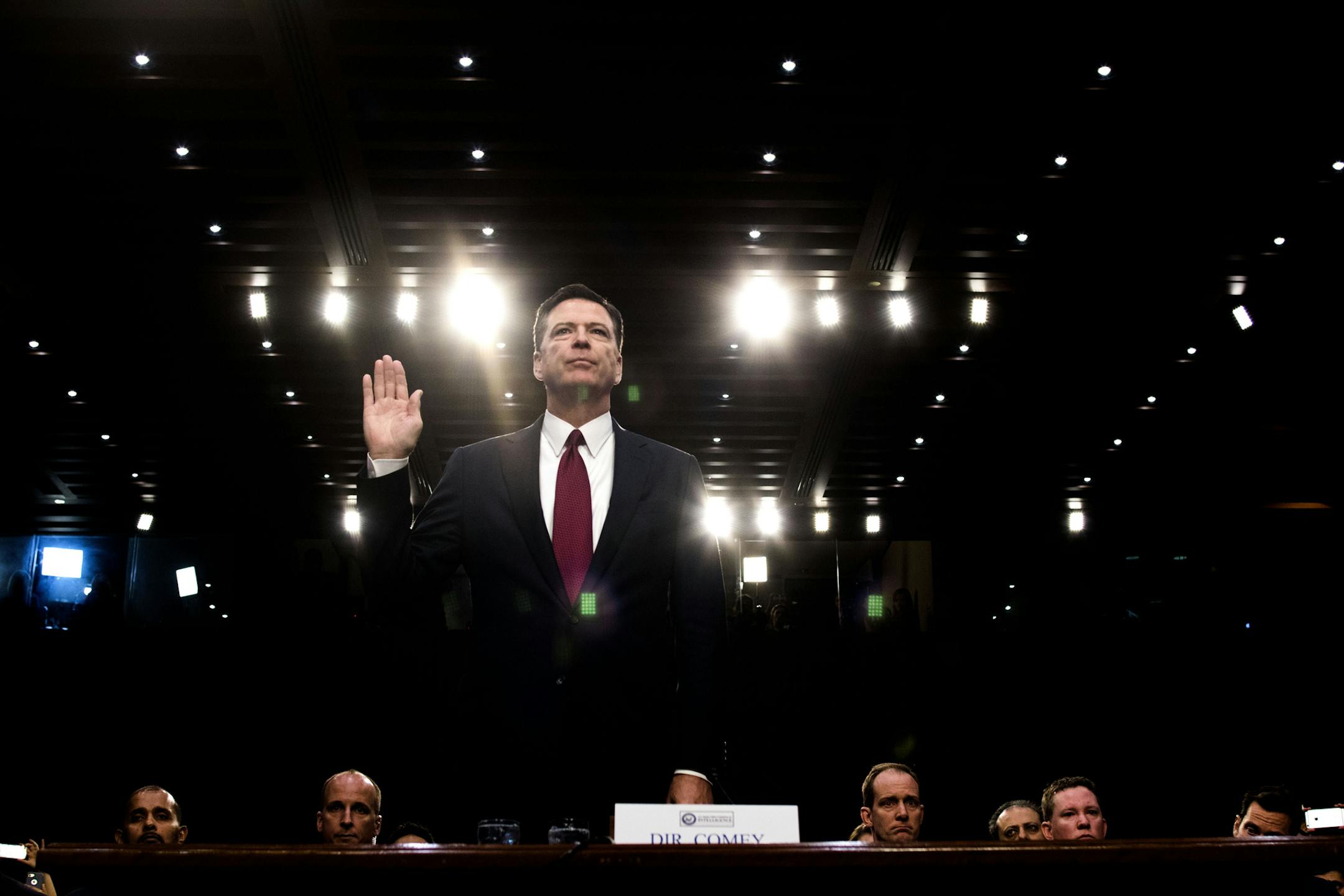 FILE -- James Comey, the former FBI director, prepares to testify before a Senate committee on Capitol Hill in Washington, June 8, 2017. Comey has reached an agreement with House Republican lawmakers to testify behind closed doors about investigations into Hillary Clinton’s email server and whether President Donald Trump’s campaign advisers colluded with the Russian government to steer the outcome of the 2016 presidential election, he said on Twitter. (Doug Mills/The New York Times