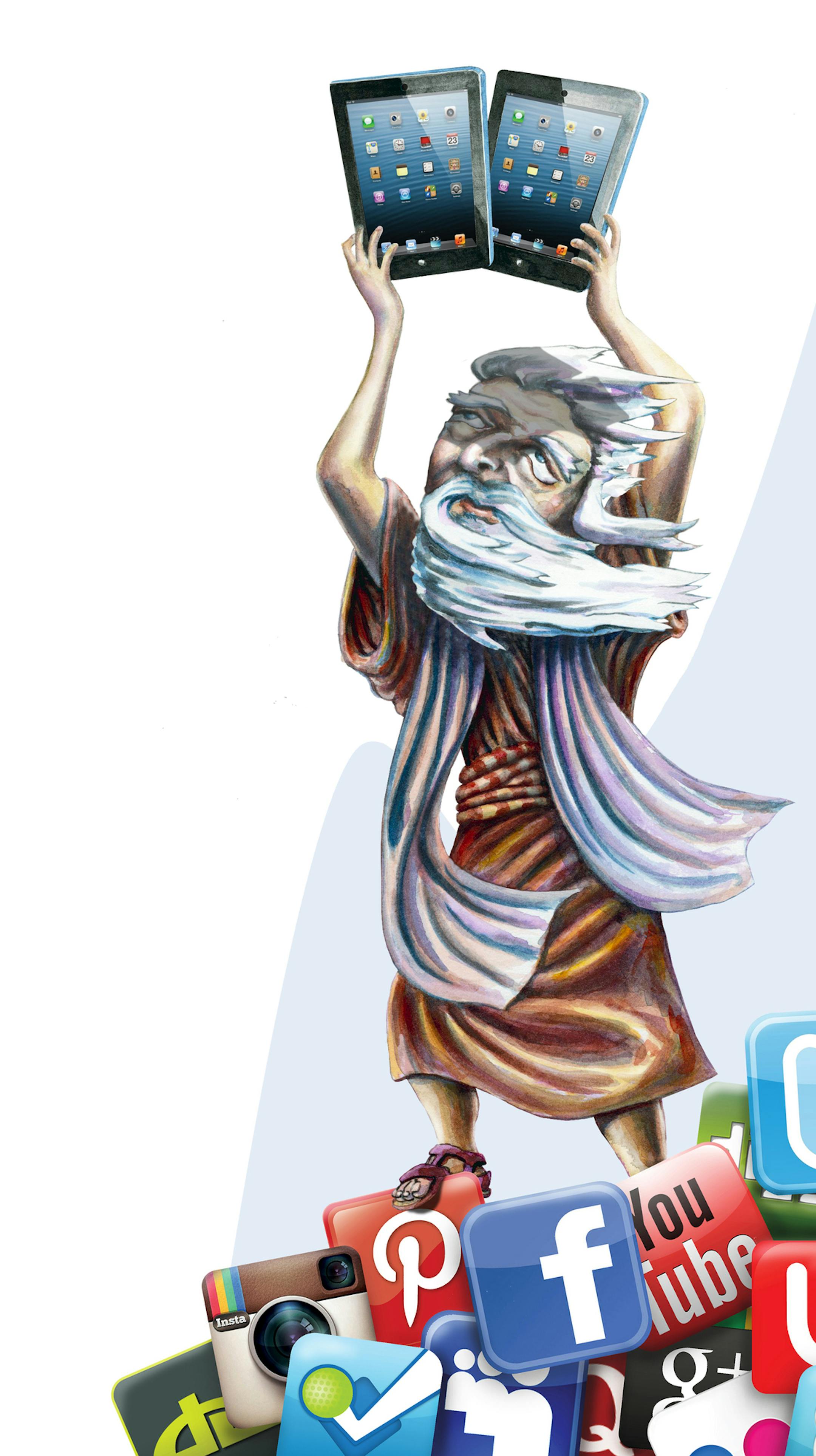 Illustration for the 10 commandments of social media.