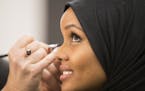 Halima Aden has her makeup done for the Miss Minnesota USA pageant. ] (Leila Navidi/Star Tribune) leila.navidi@startribune.com BACKGROUND INFORMATION: