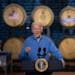 President Joe Biden spoke about infrastructure during an event at the Earth Rider Brewery in Superior, Wisc. on Thursday.