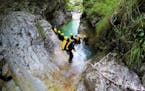 Canyoning in the Fratarica Canyon is the Soca Valley of northern Slovenia. Provided by KATA Adventures