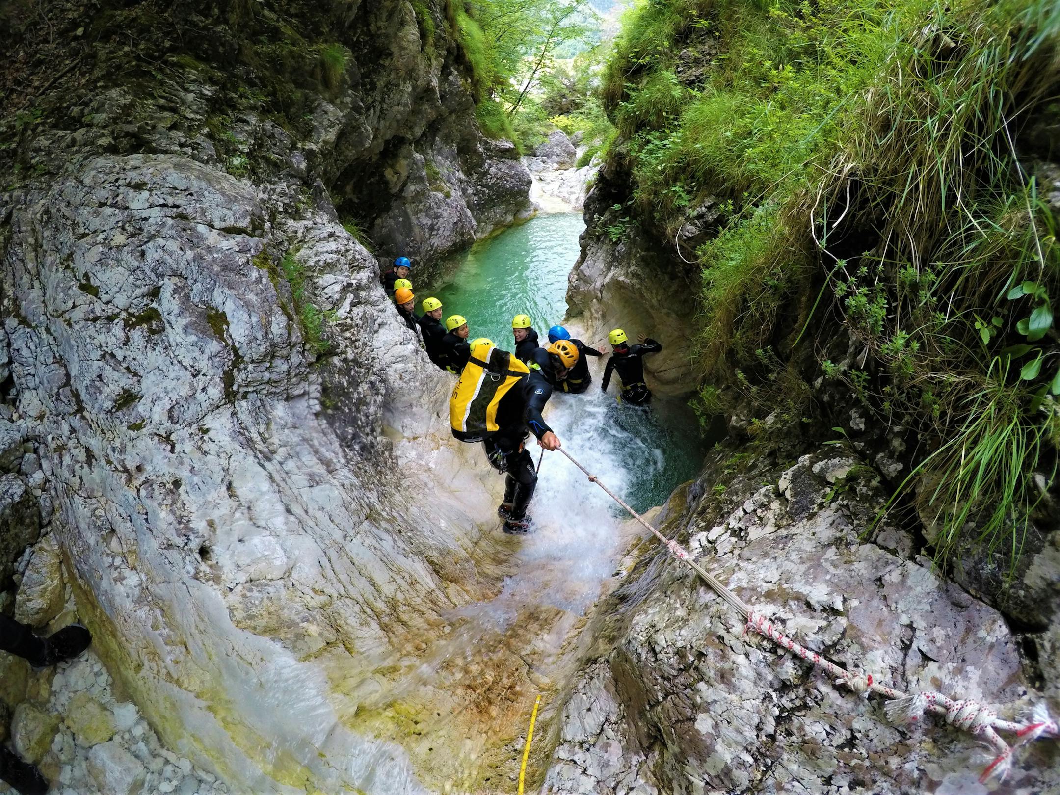 Canyoning in the Fratarica Canyon is the Soca Valley of northern Slovenia. Provided by KATA Adventures