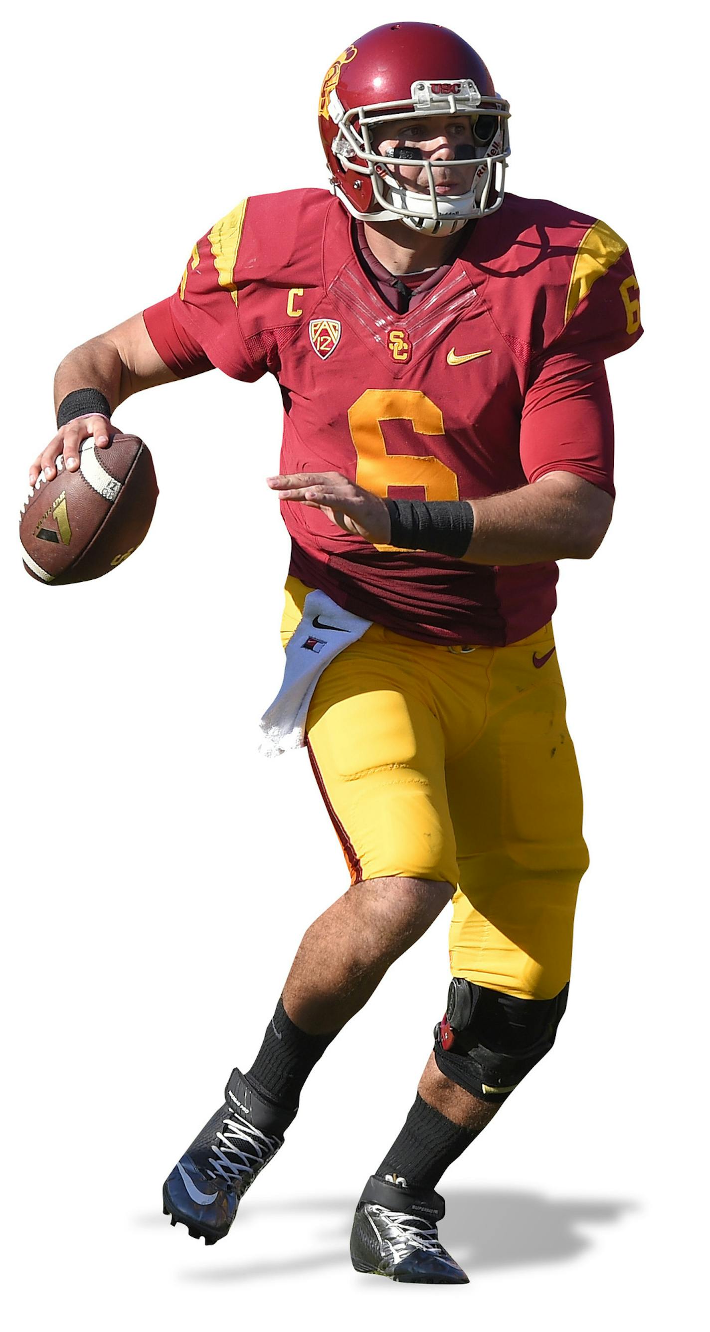 Southern California quarterback Cody Kessler runs with the ball during the first half an NCAA college football game against Notre Dame, Saturday, Nov. 29, 2014, in Los Angeles. Southern California won 49-14. (AP Photo/Mark J. Terrill) ORG XMIT: NYOTK