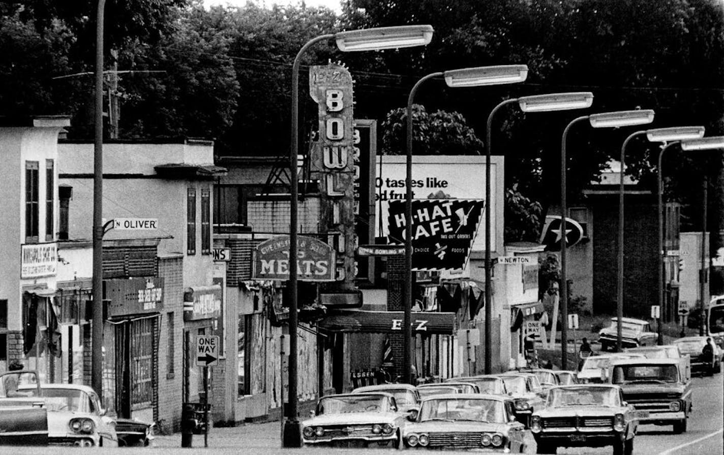 North Minneapolis in July 1968. A former Control Data North Side plant that was built as part of a renewal project now houses a school.