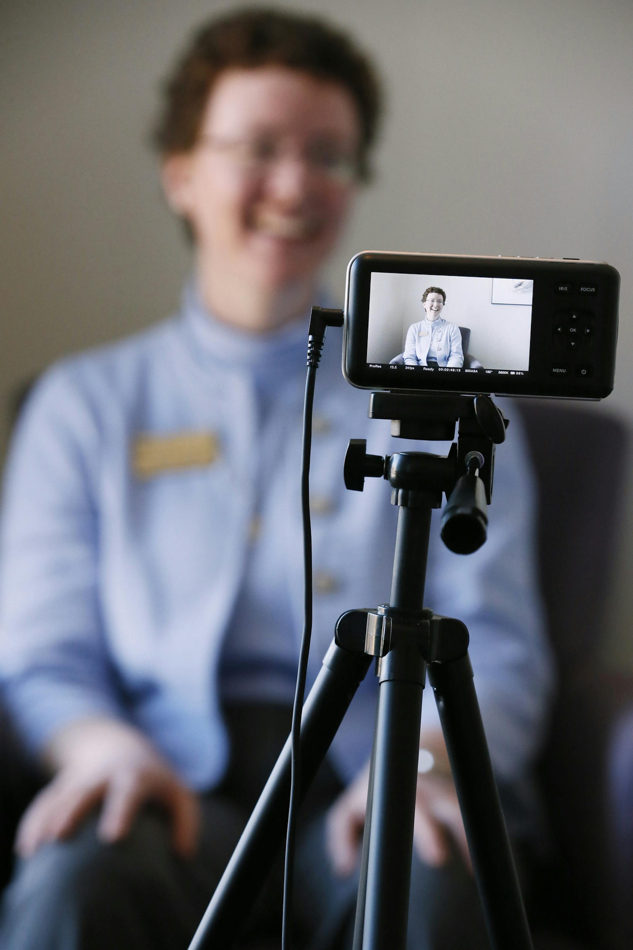 Sister Vicky Larson assistant professor of nursing at Saint Catherine University was interview by Helen Garcia at student at the school March 14, 2014 in St. Paul, MN.