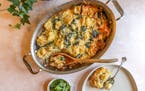 Savory bread pudding is a foolproof brunch that you can tailor to your tastes and the season. Recipe by Beth Dooley, photo by Ashley Moyna Schwickert,