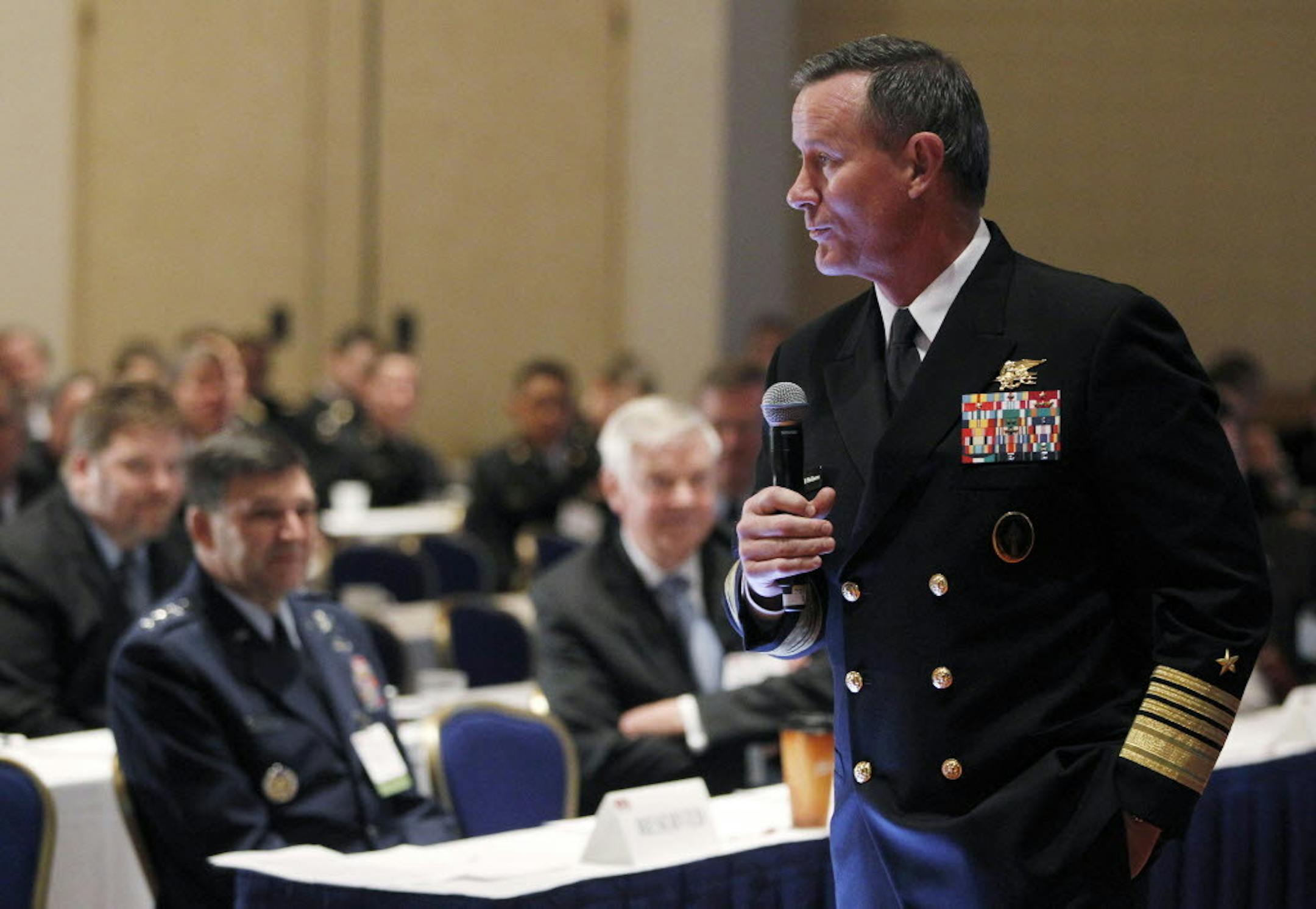 2012: Commander of the U.S. Special Operations Command, Navy Adm. Bill McRaven, speaks at a National Defense Industrial Association gathering in Washington.