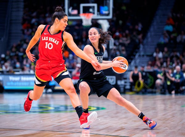 Las Vegas’ Kelsey Plum is second in the league in scoring, averaging 20.5 points per game.