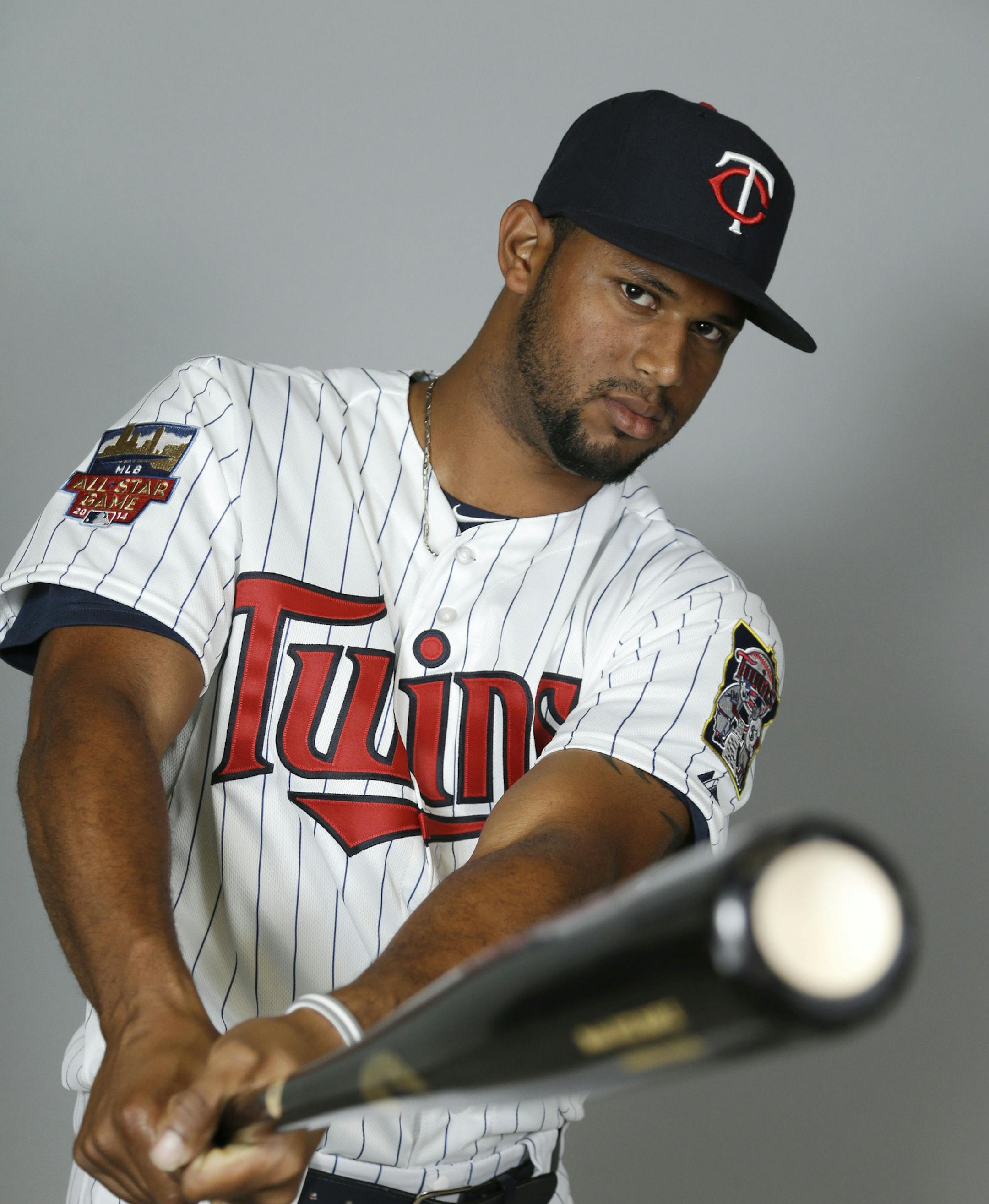 This is a 2014 photo of center fielder Aaron Hicks of the Minnesota Twins baseball team. This image reflects the Twins active roster as of Tuesday, Feb. 25, 2014 when this image was taken. (AP Photo/Steven Senne)
