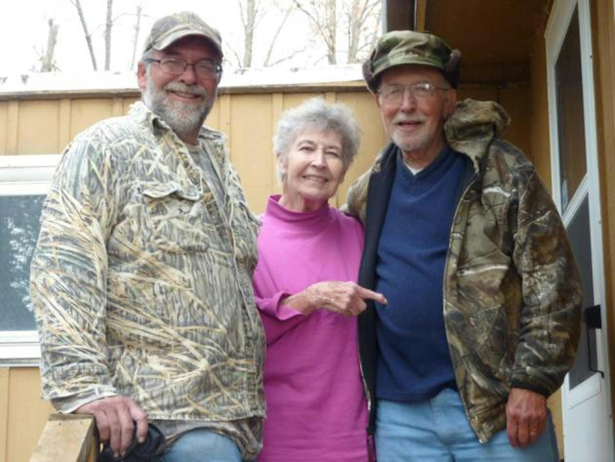 Grandpa, his bride of 59 years to the day, and their next door neighbor (their son, Larry, bought the lot next to theirs so they'd have side-by-side cabins).