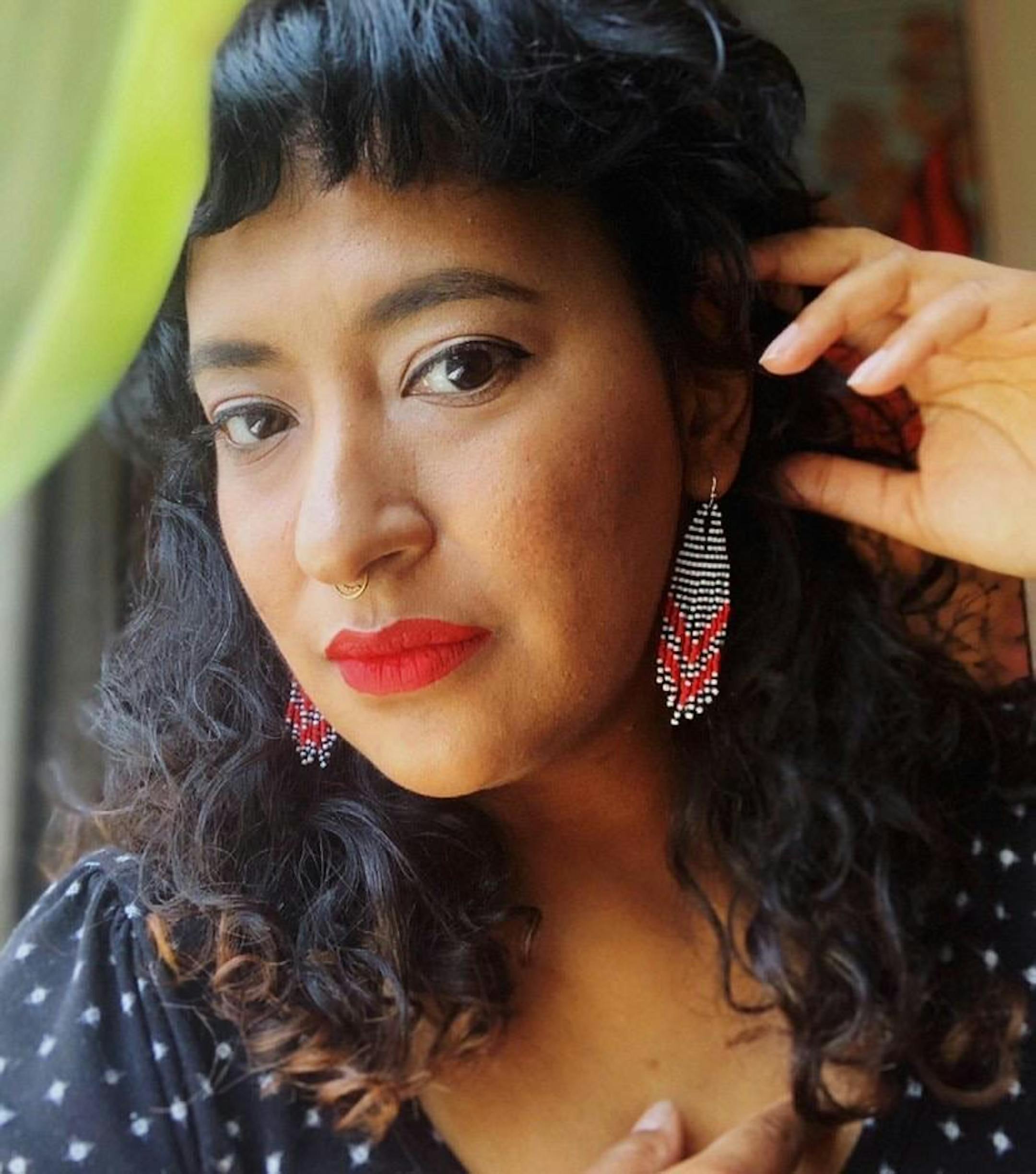 Beaded earrings designed by Minneapolis-based artiest Holly Nolan, who named her beadwork company Lillie Nell after her grandmother.