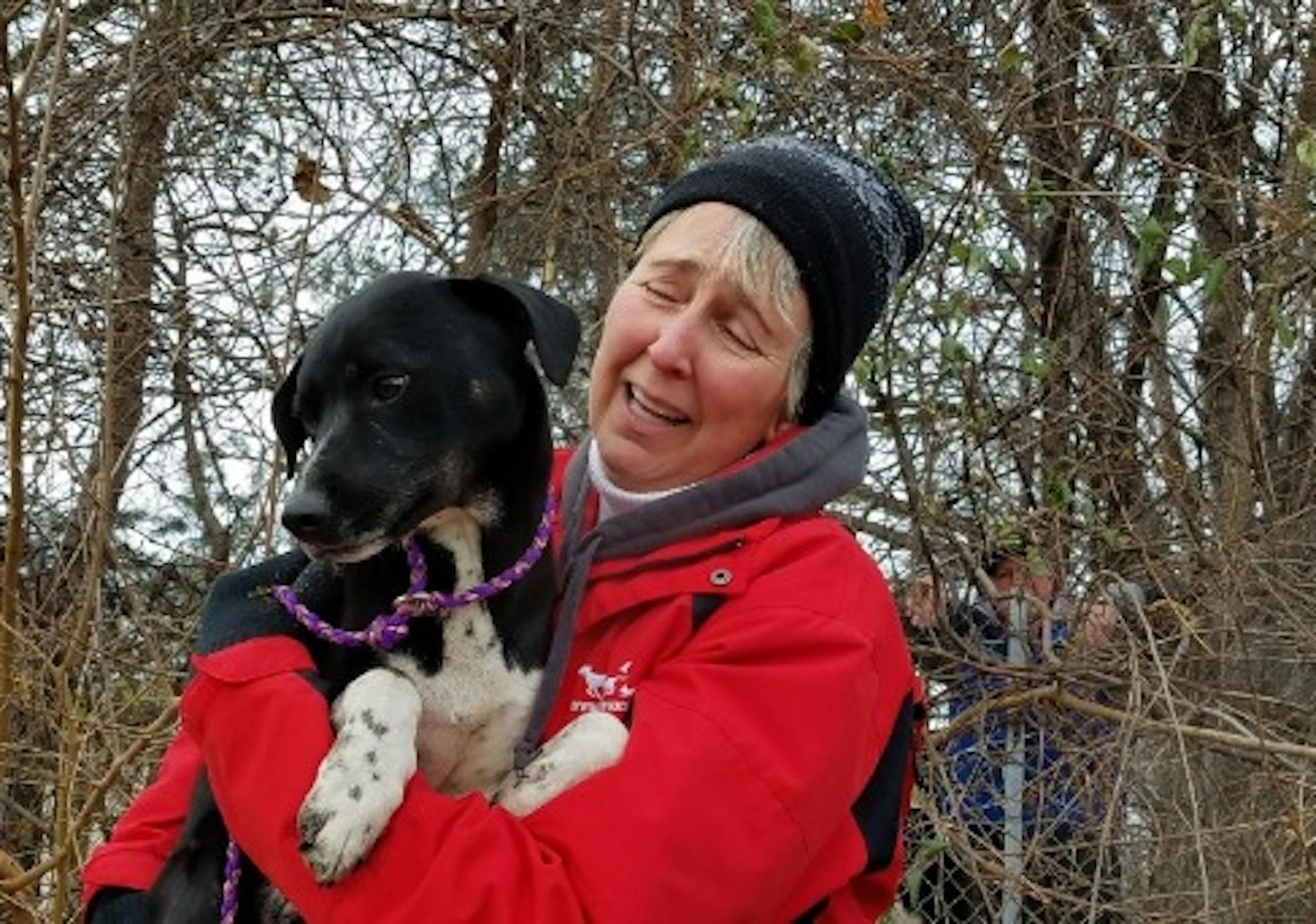 Kirsten Storlie reunites with her 3-year-old dog Dasher, who was lost for 8 days in the Minnesota Valley National Wildlife Refuge, on Saturday, Dec. 10.