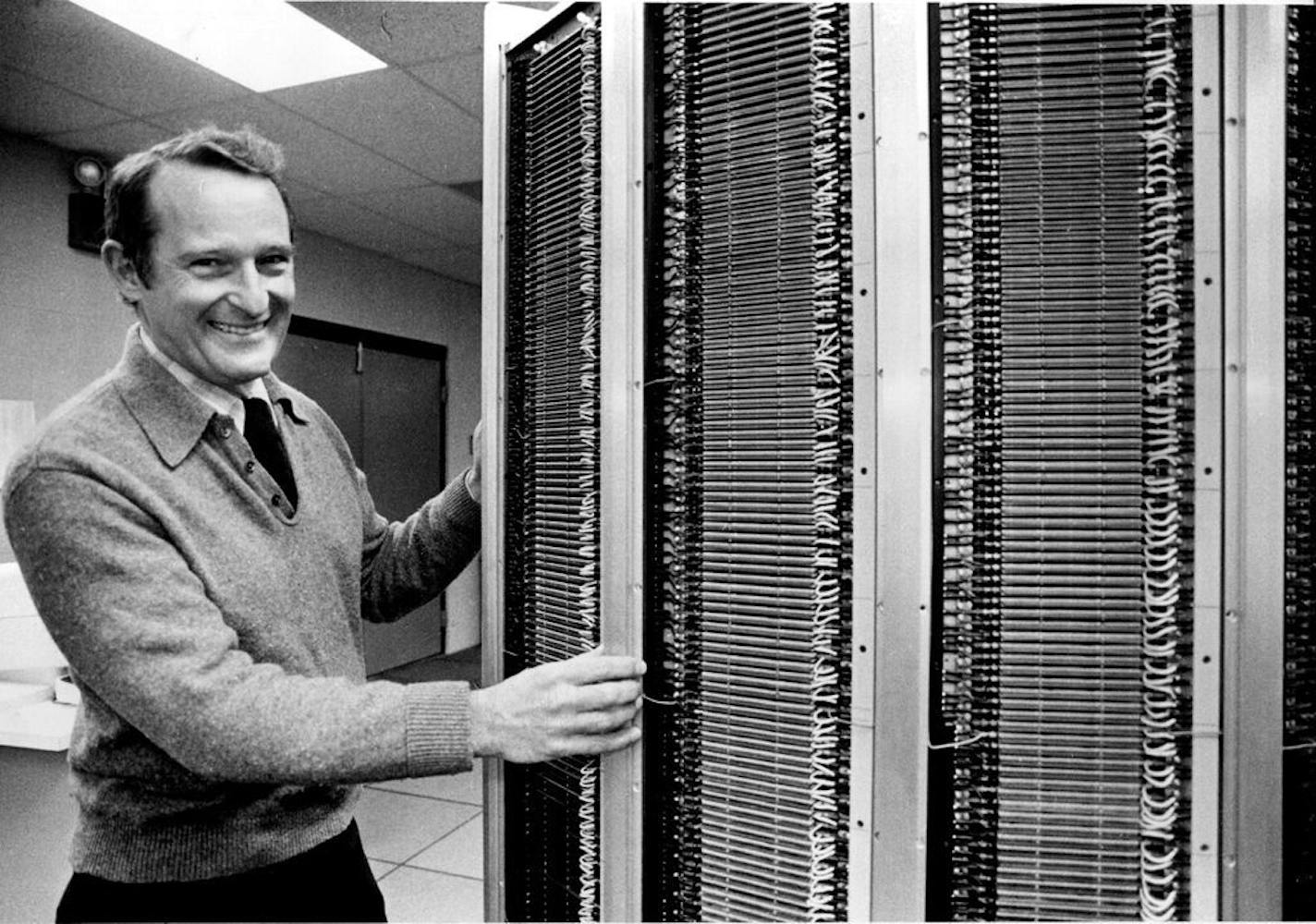 Seymour Cray, founder of Cray Research, and the company's first supercomputer, the Cray-1.